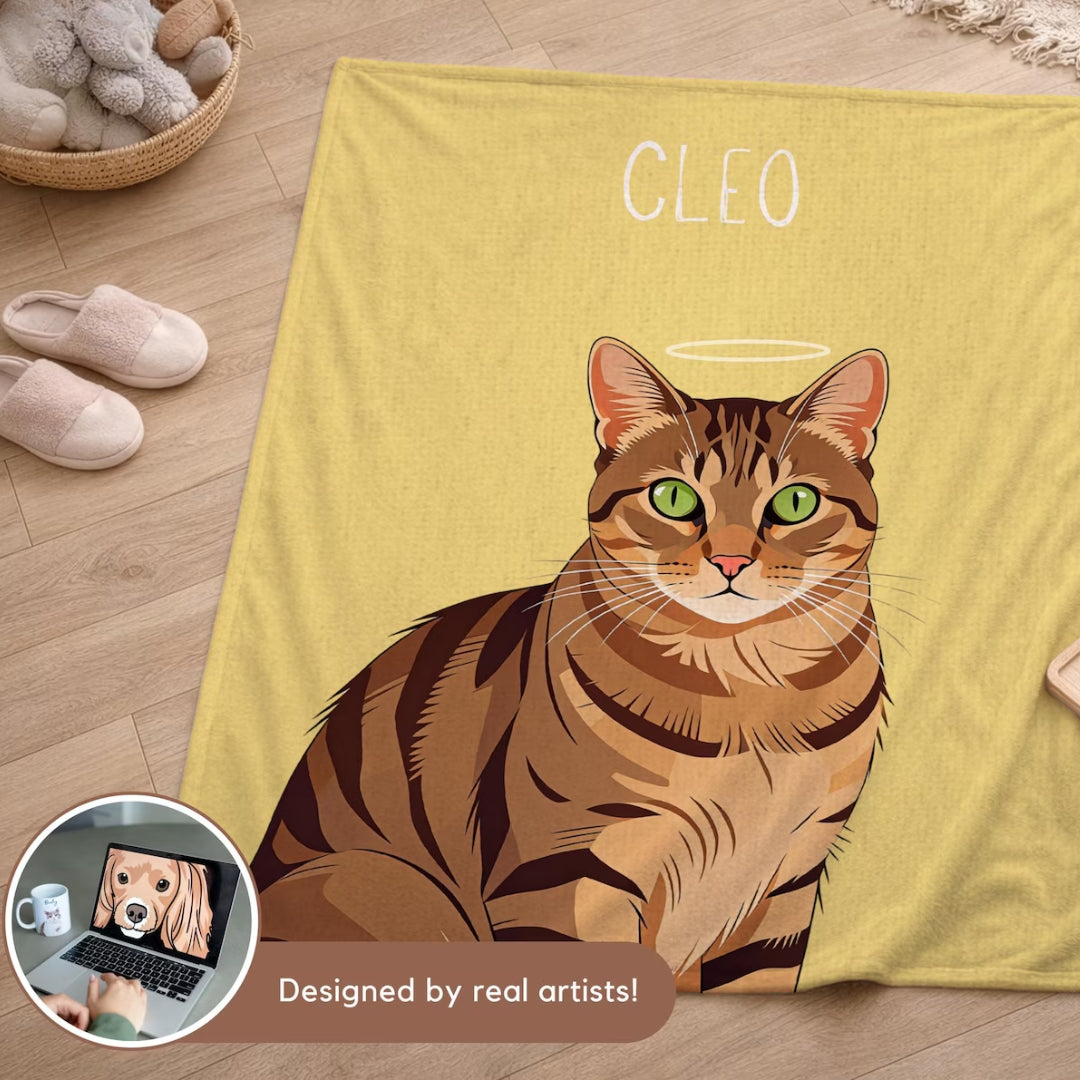 Custom Pet Photo Blanket, Personalized Dog Portrait Blanket