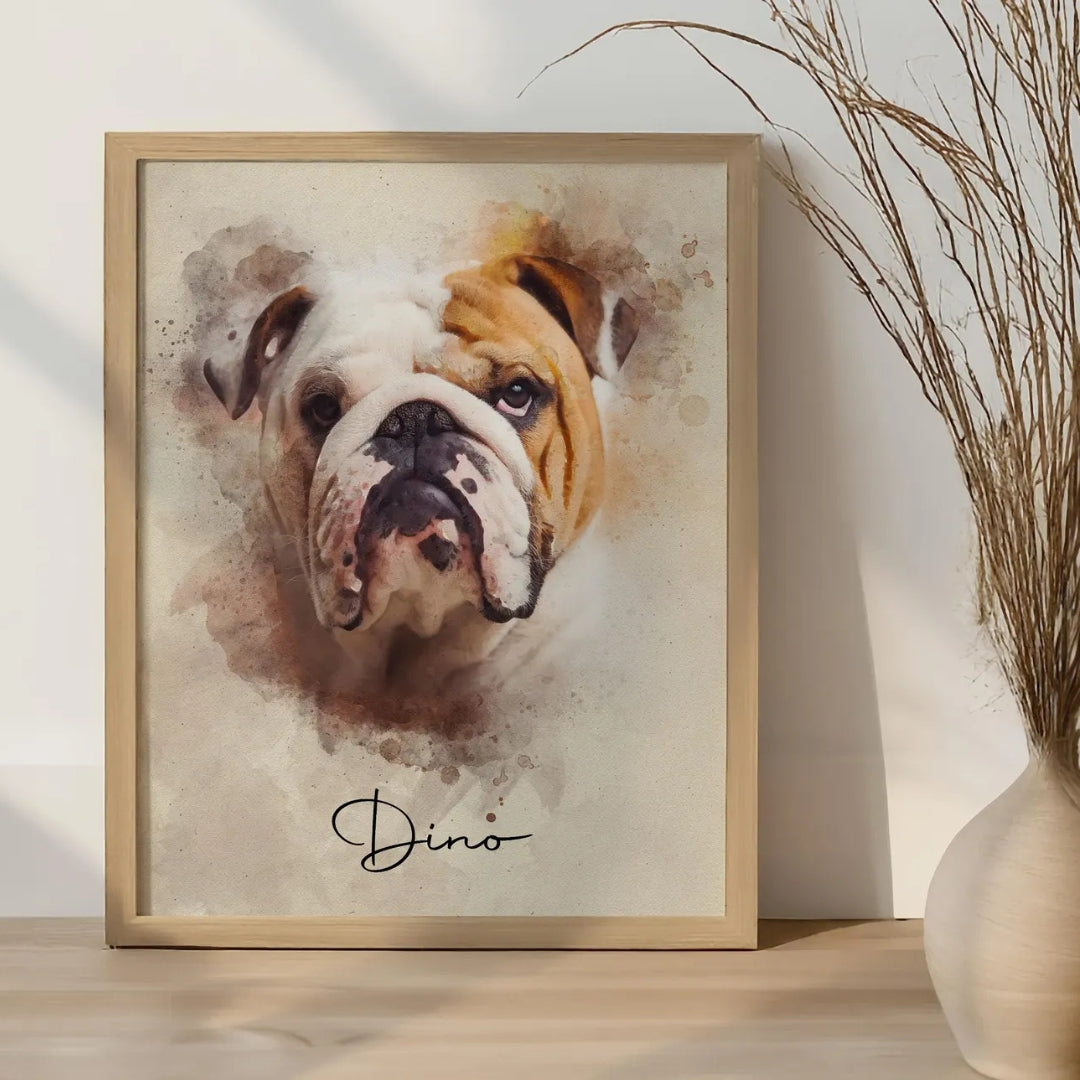 Personalized Digital Pet Portrait from Photo – Custom Dog & Cat Memorial Wall Art