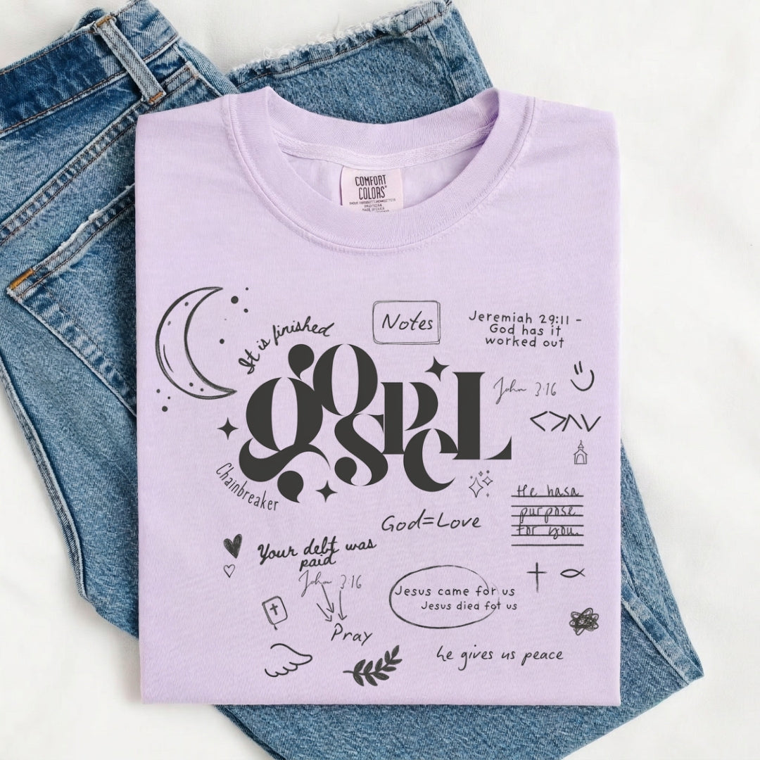 Bible Notes Faith Transfer Shirt — Comfort Colors 1717