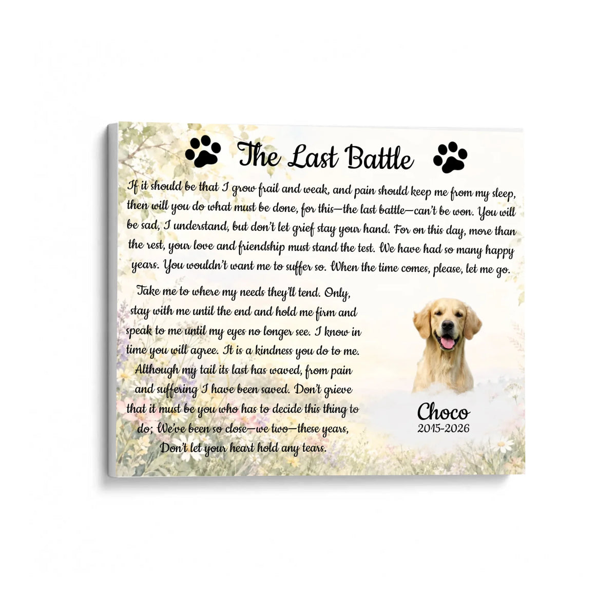 The Last Battle – Personalized Pet Memorial - 
Premium Matte Canvas (1.25")