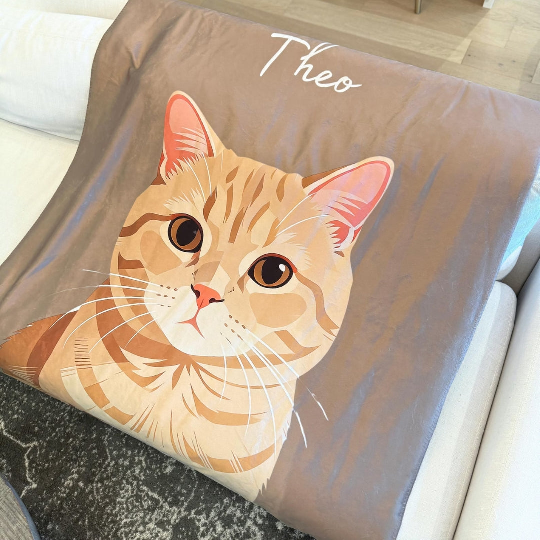 Custom Pet Photo Blanket, Personalized Dog Portrait Blanket