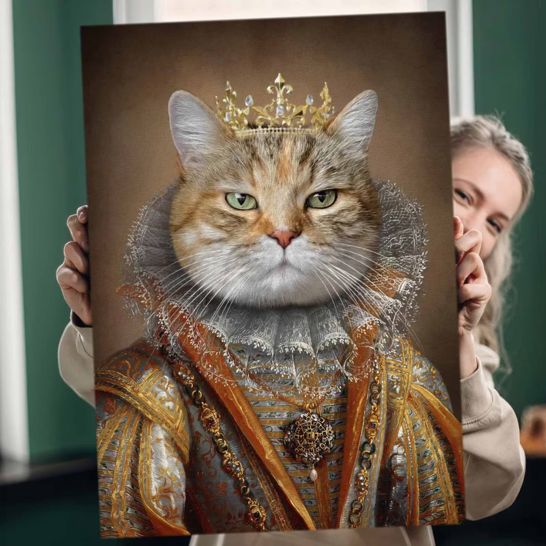 Custom Pet Portrait Canvas – Renaissance Royal Pet Painting from Photo