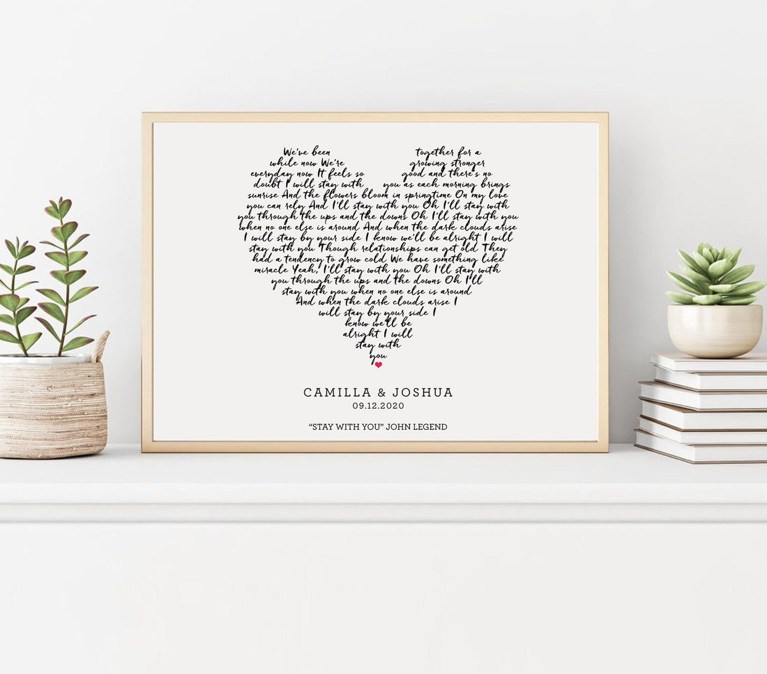 Custom Heart-Shaped Quote Canvas – Personalized Song Lyrics Wall Art