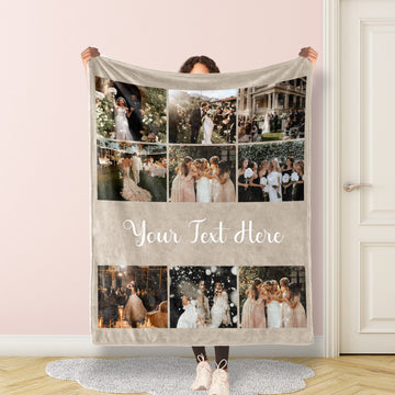Custom Family Photo  & Text Blanket – Personalized With Love