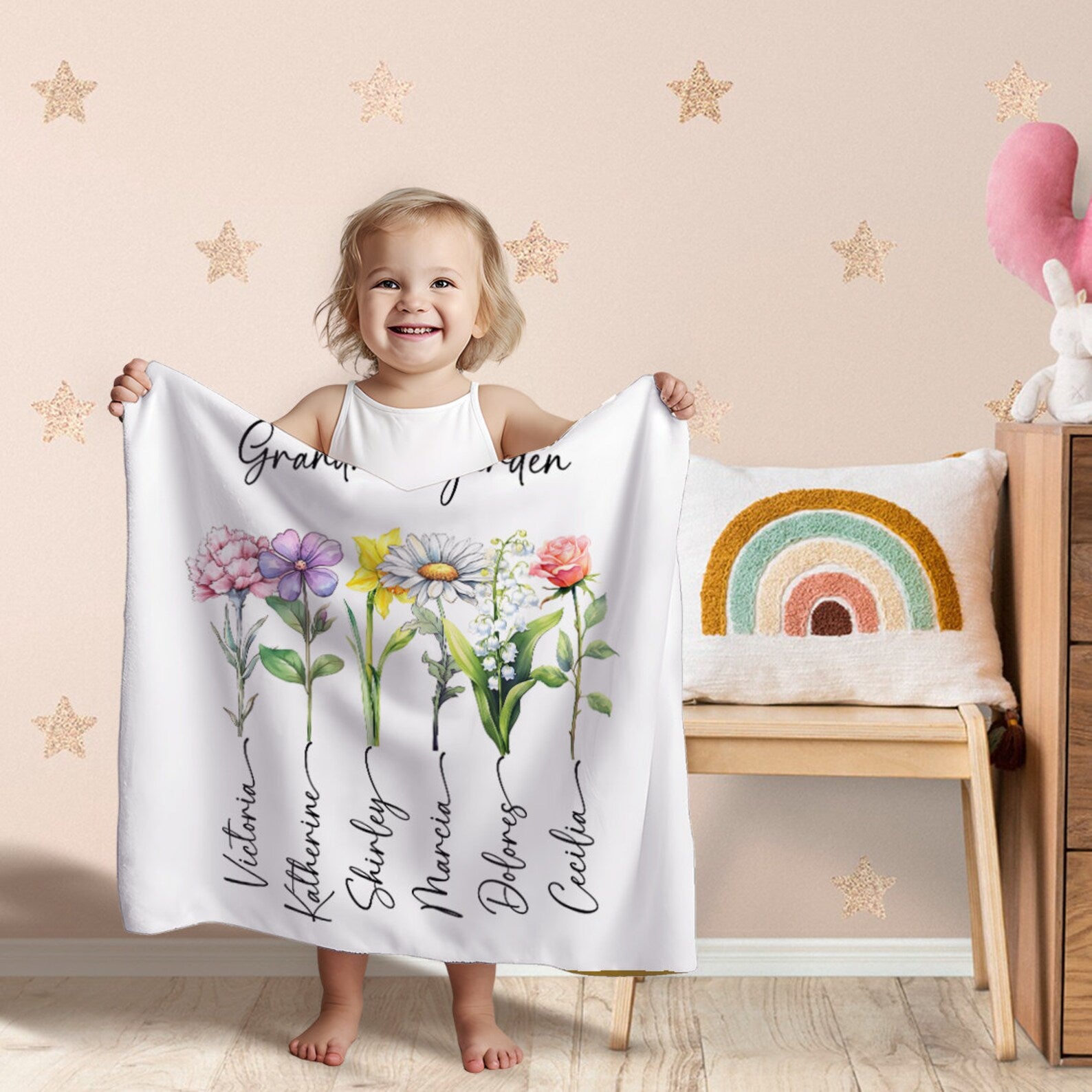 Personalized Birthday Flower Blanket – Mom’s Garden of Love