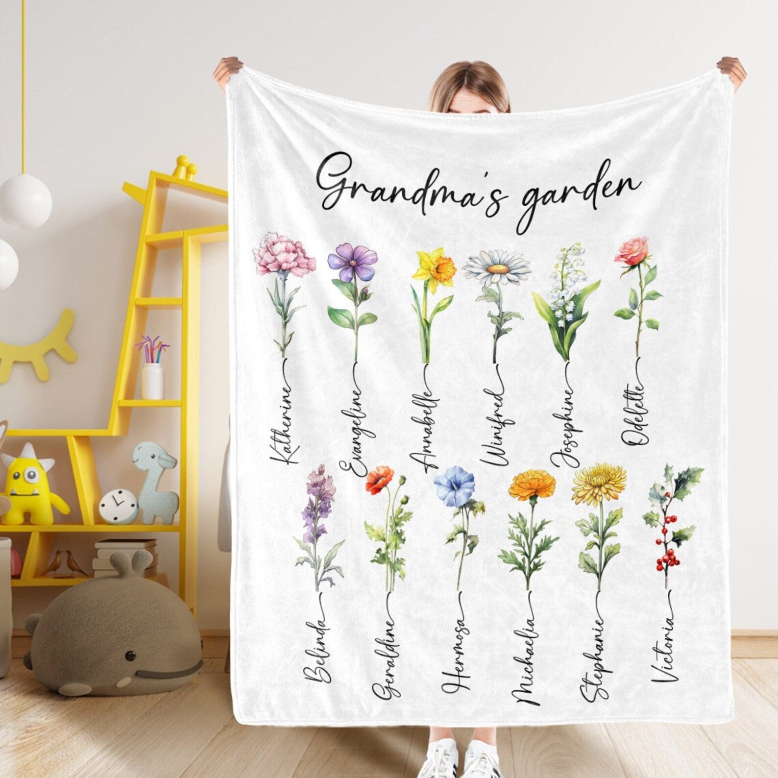 Personalized Birthday Flower Blanket – Mom’s Garden of Love