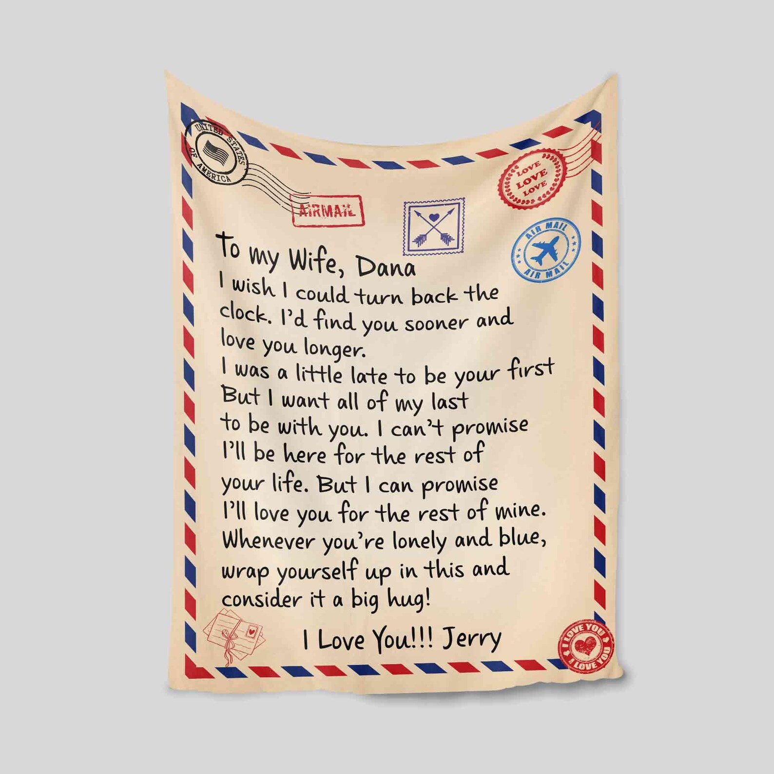 Custom Letter Blanket for Wife