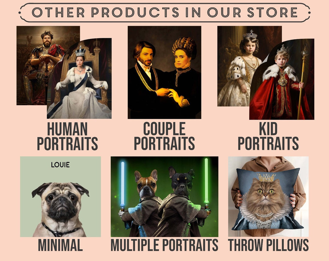 Custom Pet Portrait Canvas – Renaissance Royal Pet Painting from Photo