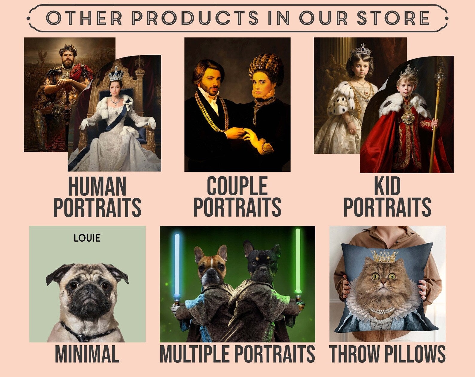Custom Pet Portrait Canvas – Renaissance Royal Pet Painting from Photo