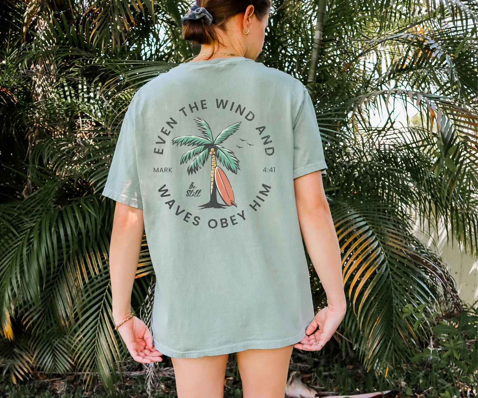 Christian Bible Verse Beachy Backprint Shirt — Comfort Colors 1717