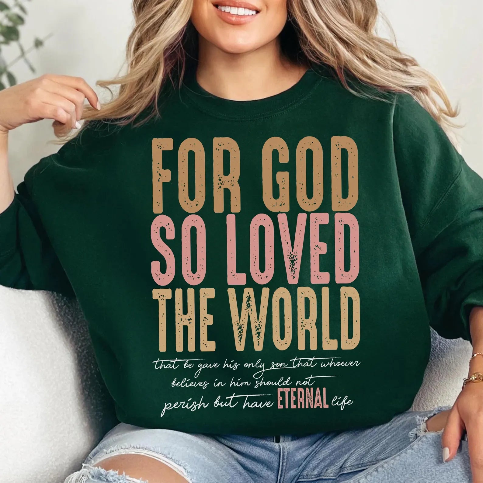 JOHN 3:16 FOR GOD So Loved the World Front and Back Easter Shirt - Comfort Colors 1717