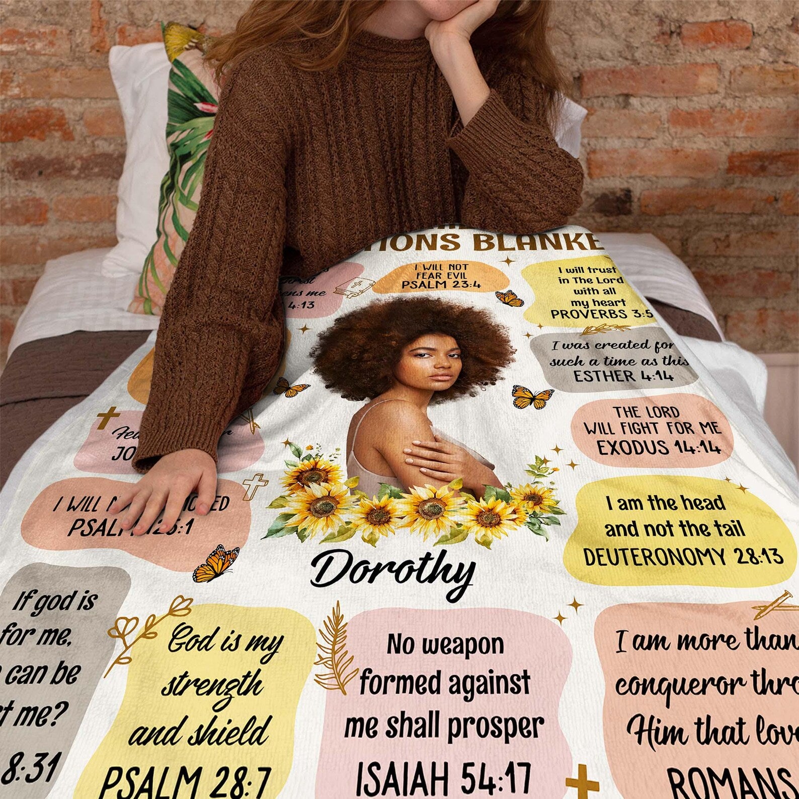 Custom Daily Affirmations Blanket – Personalized Faith Photo Gift for Mom