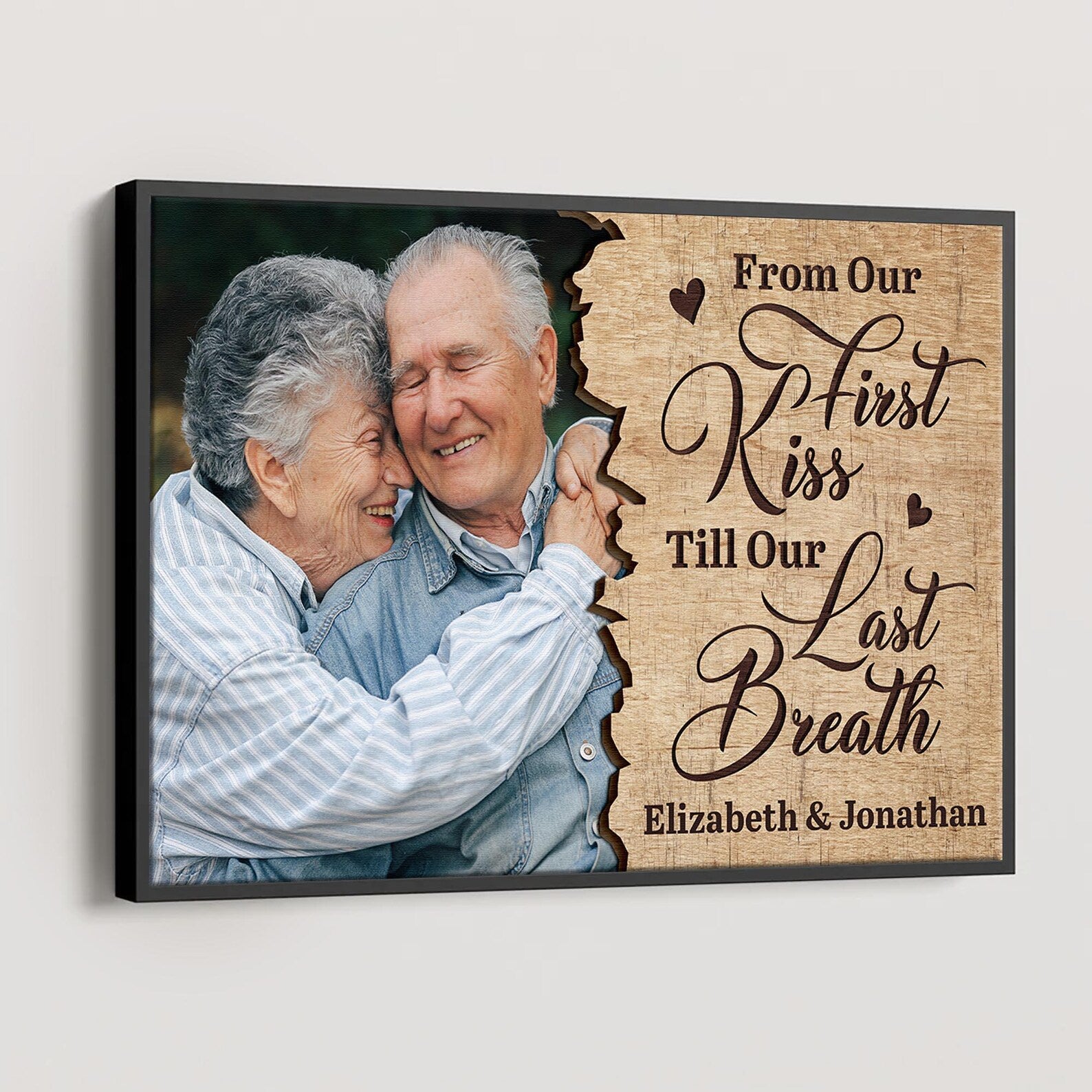 Custom Photo Canvas for Couple, From Our First Kiss Till Our Last Breath