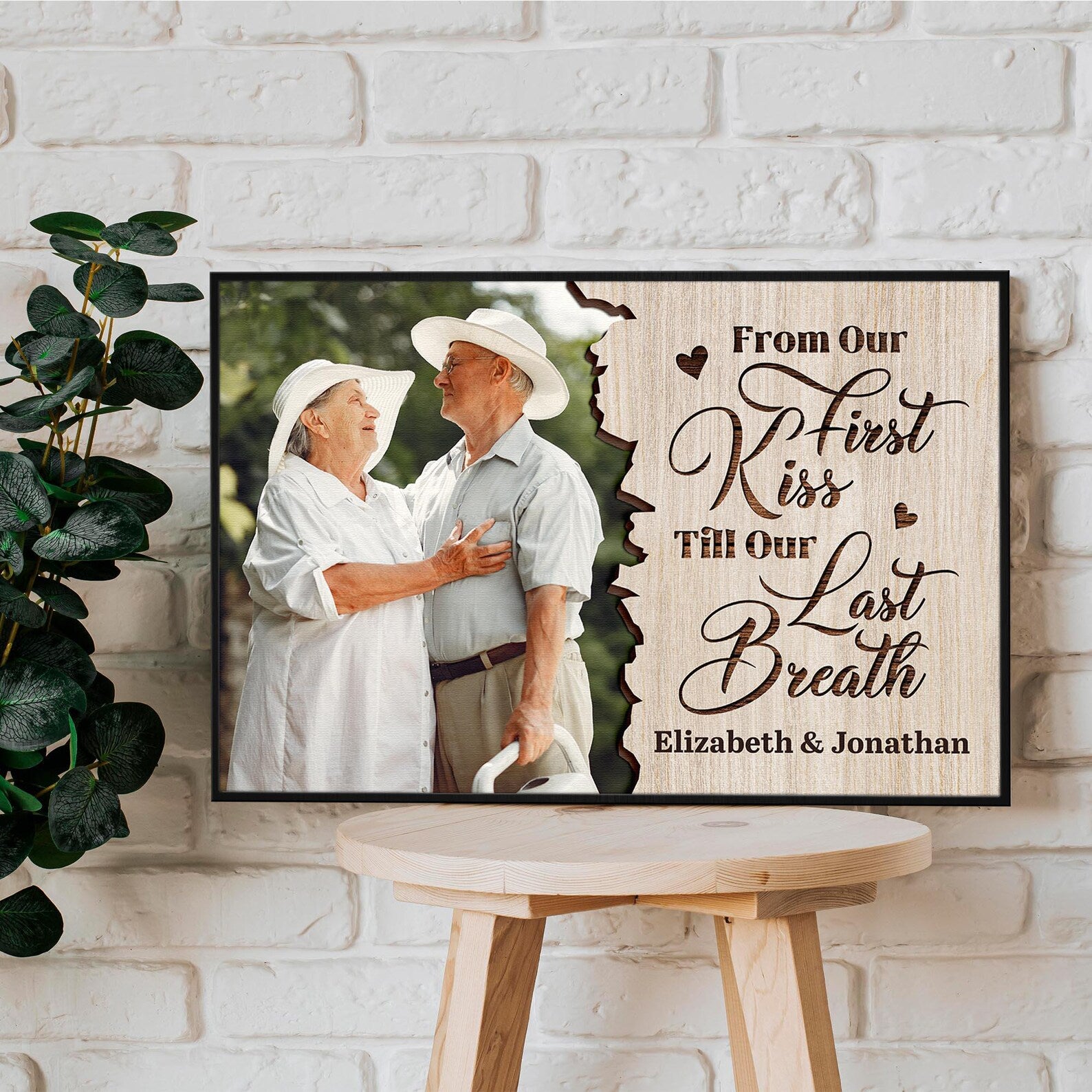 Custom Photo Canvas for Couple, From Our First Kiss Till Our Last Breath