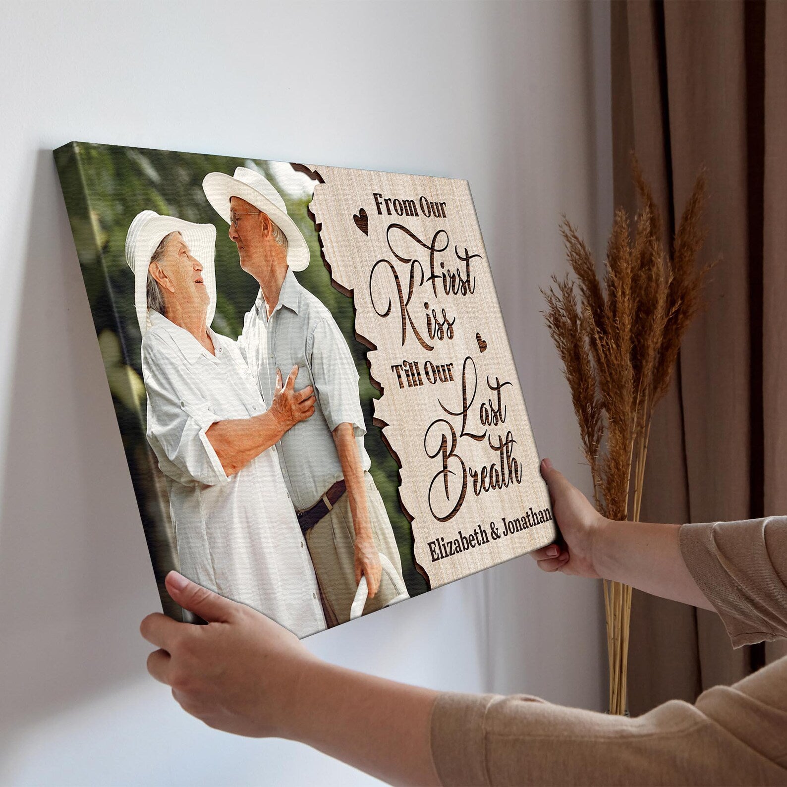 Custom Photo Canvas for Couple, From Our First Kiss Till Our Last Breath
