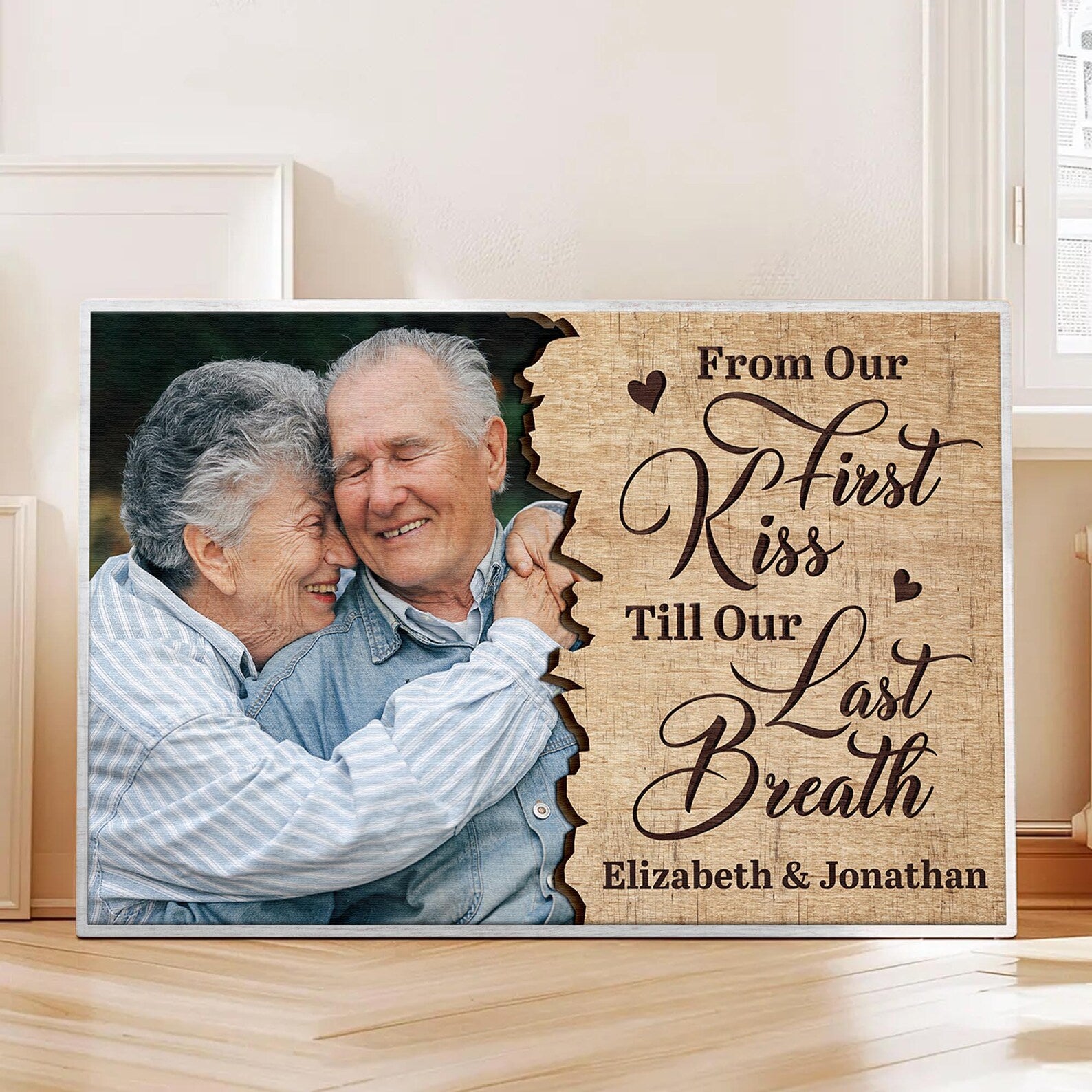 Custom Photo Canvas for Couple, From Our First Kiss Till Our Last Breath