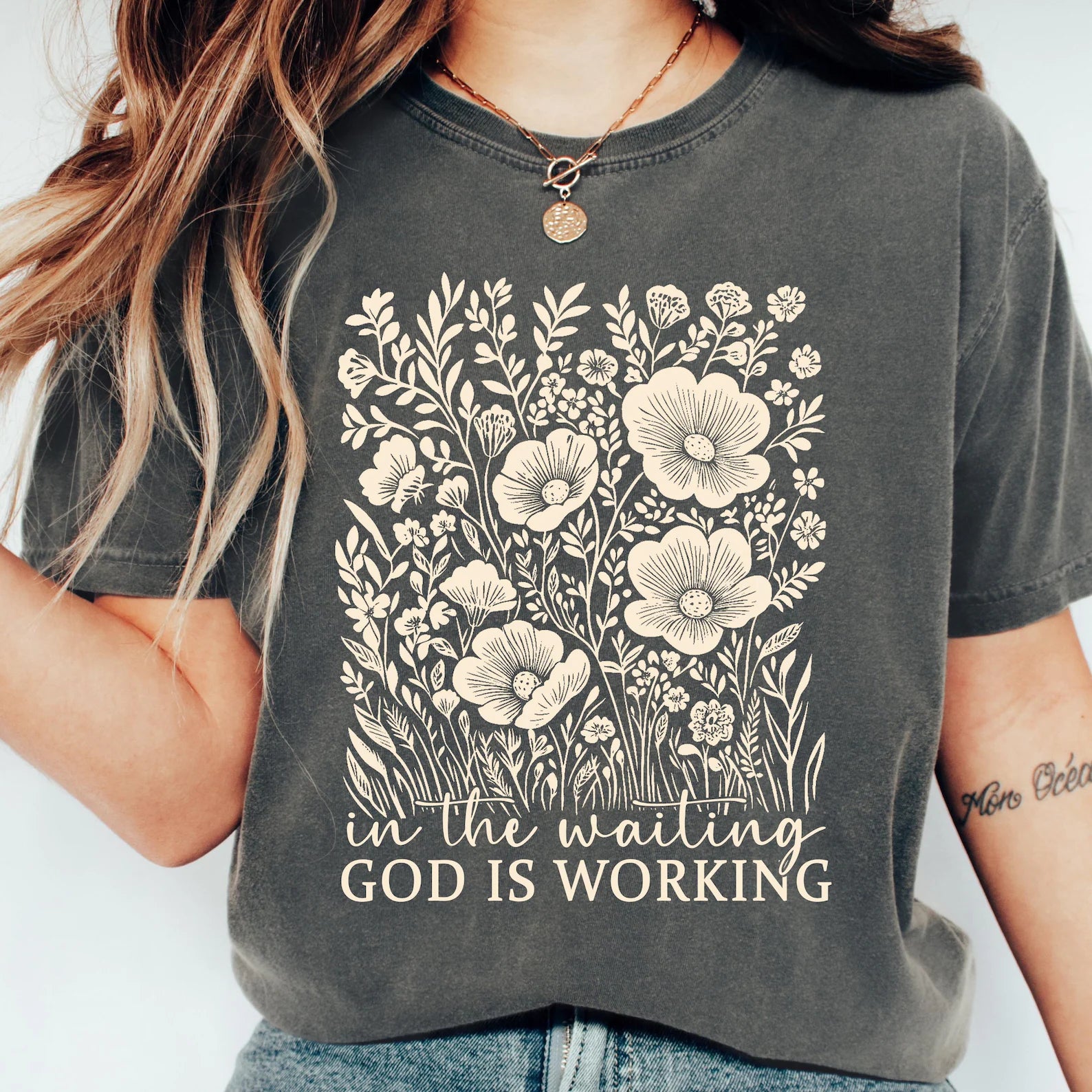 In The Waiting God Is Working Shirt  - Comfort Colors 1717