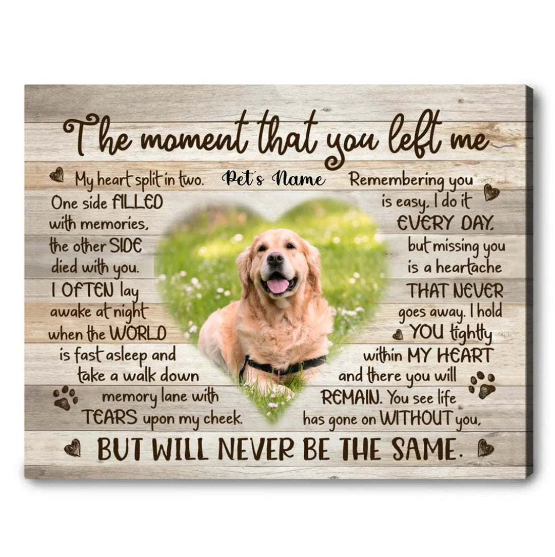 Custom Pet Memorial Canvas: Personalized Dog Loss Gift