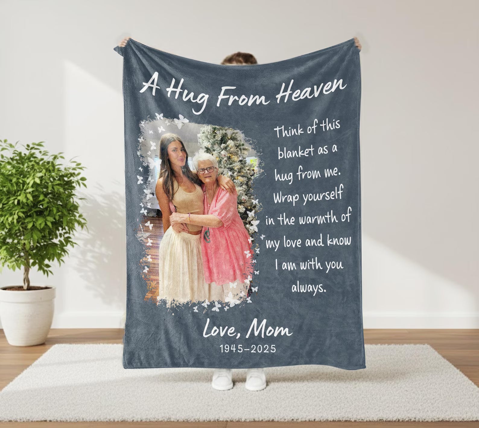 A Hug From Heaven – Personalized Sherpa Memorial Photo Blanket