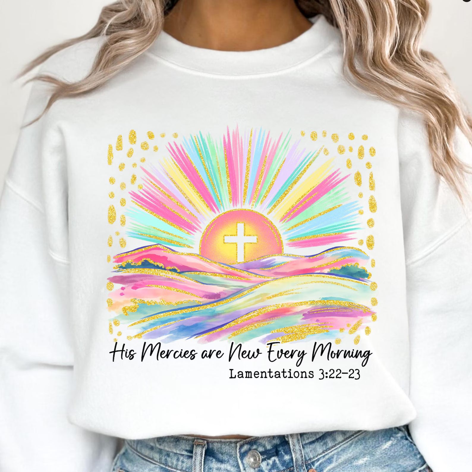 His Mercies are New Christian Bible Verse Shirt - Comfort Colors 1717