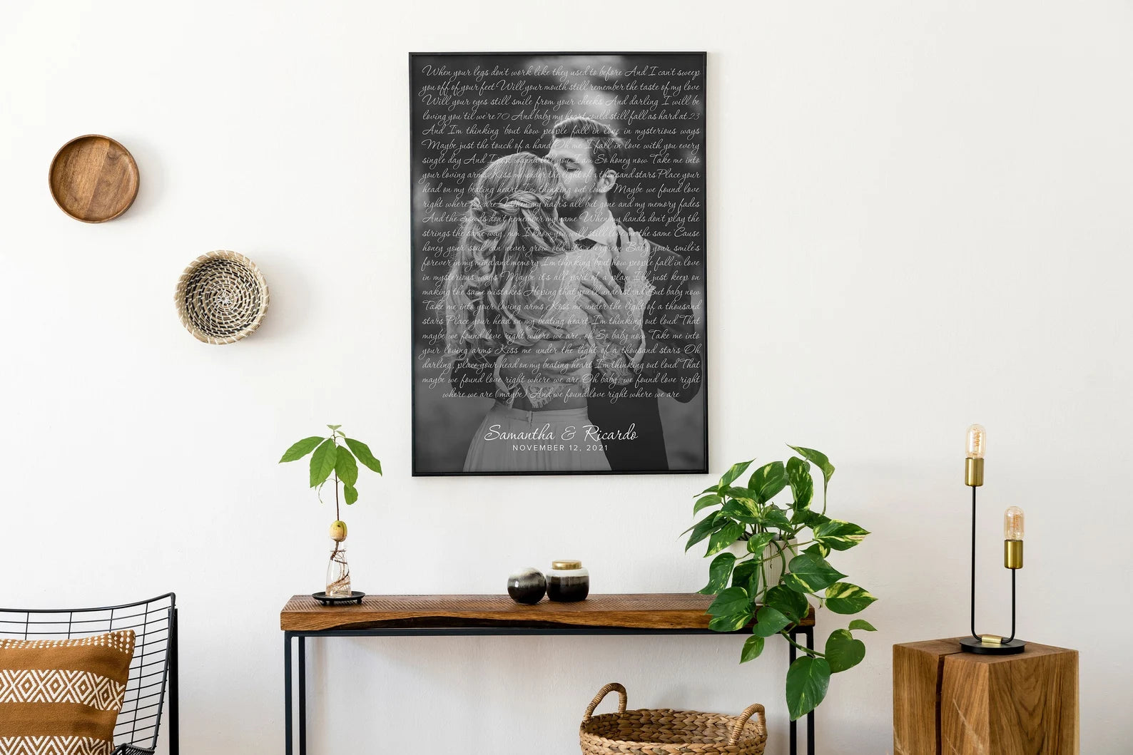 Custom Wedding Song Lyrics Canvas from Photo – Personalized First Dance Song Print