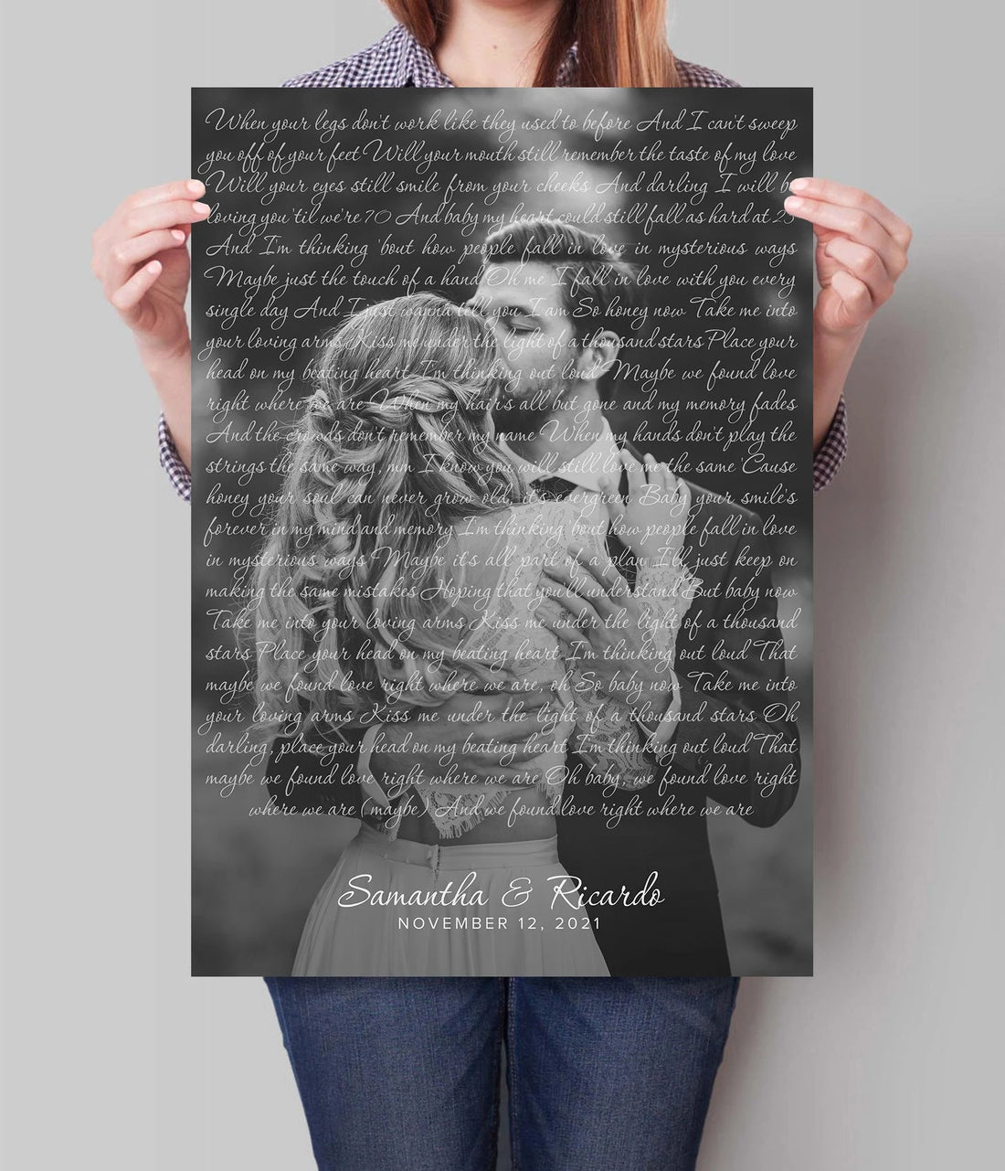Custom Wedding Song Lyrics Canvas from Photo – Personalized First Dance Song Print