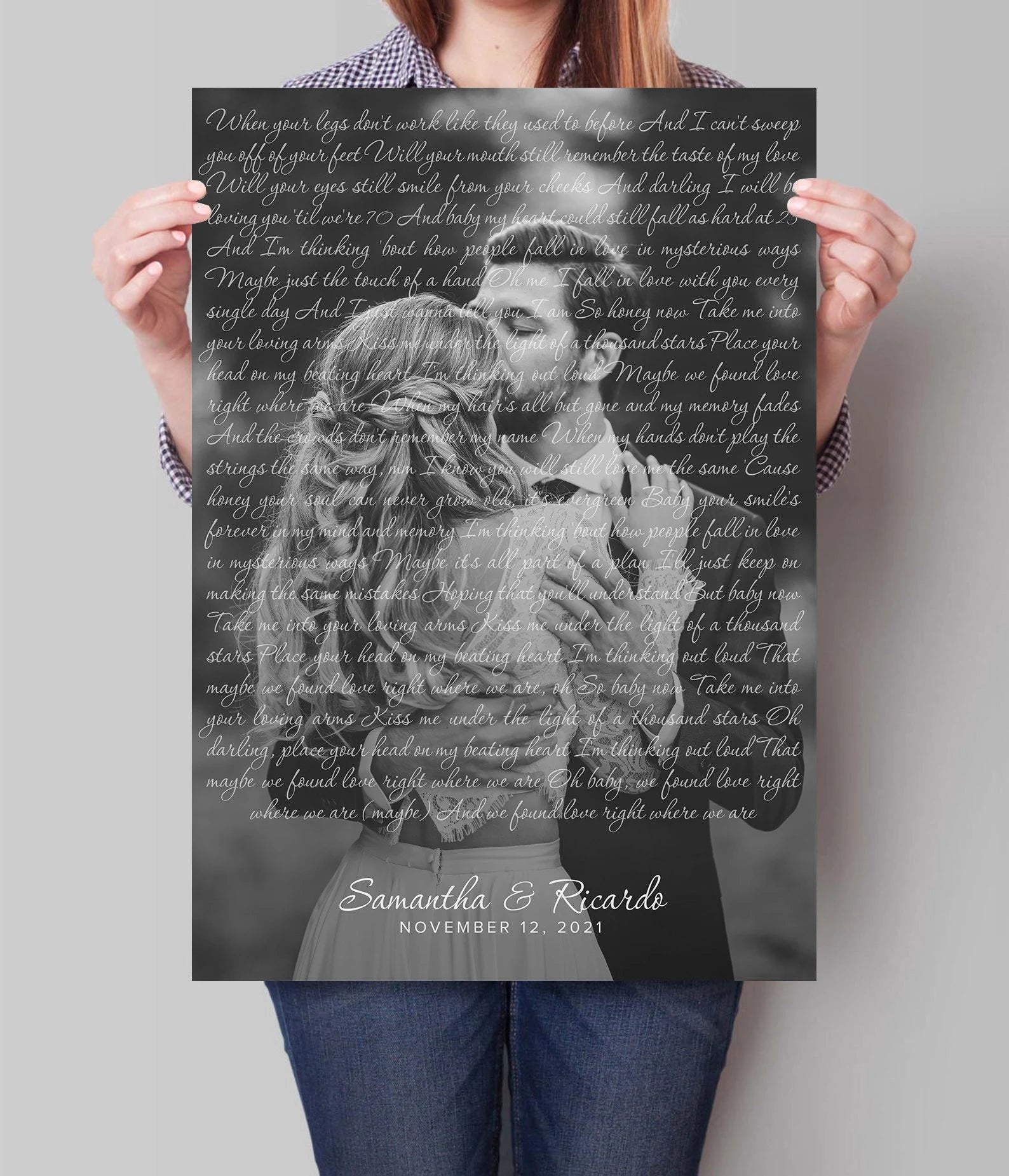 Custom Wedding Song Lyrics Canvas from Photo – Personalized First Dance Song Print