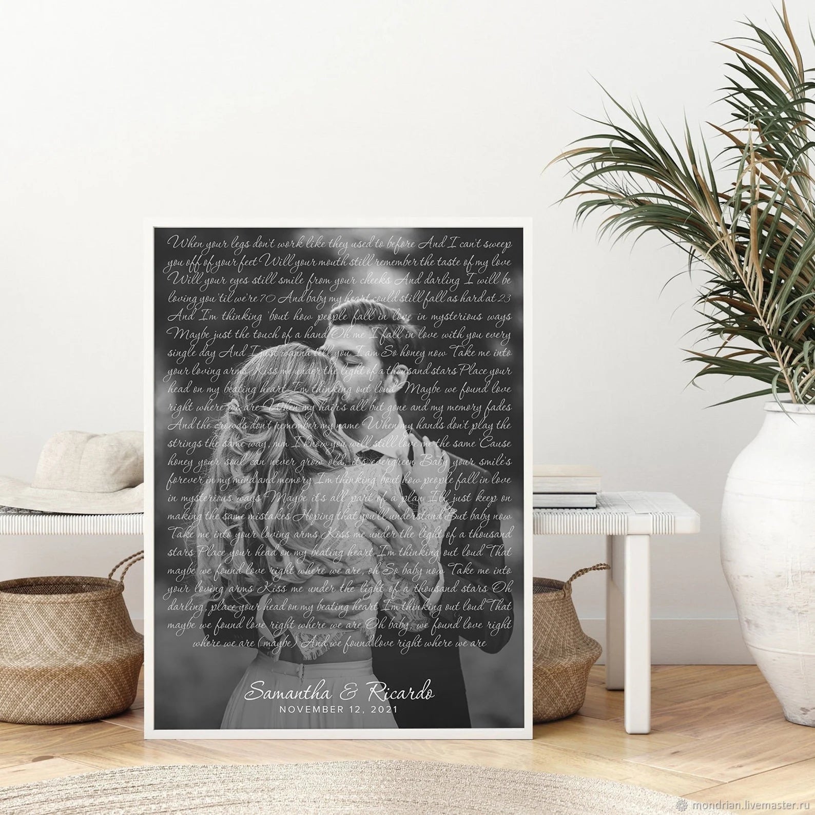 Custom Wedding Song Lyrics Canvas from Photo – Personalized First Dance Song Print
