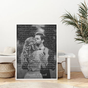 Custom Wedding Song Lyrics Canvas from Photo – Personalized First Dance Song Print