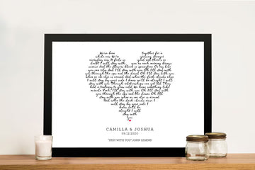 Custom Heart-Shaped Quote Canvas – Personalized Song Lyrics Wall Art