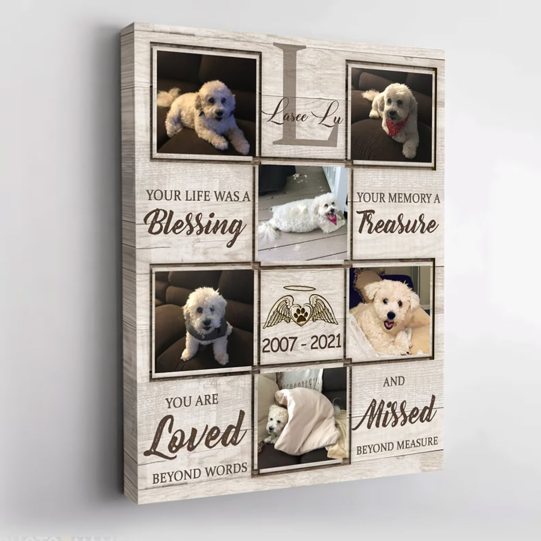 Custom Photo Dog Memorial Canvas – Personalized Pet Loss Sympathy Gift