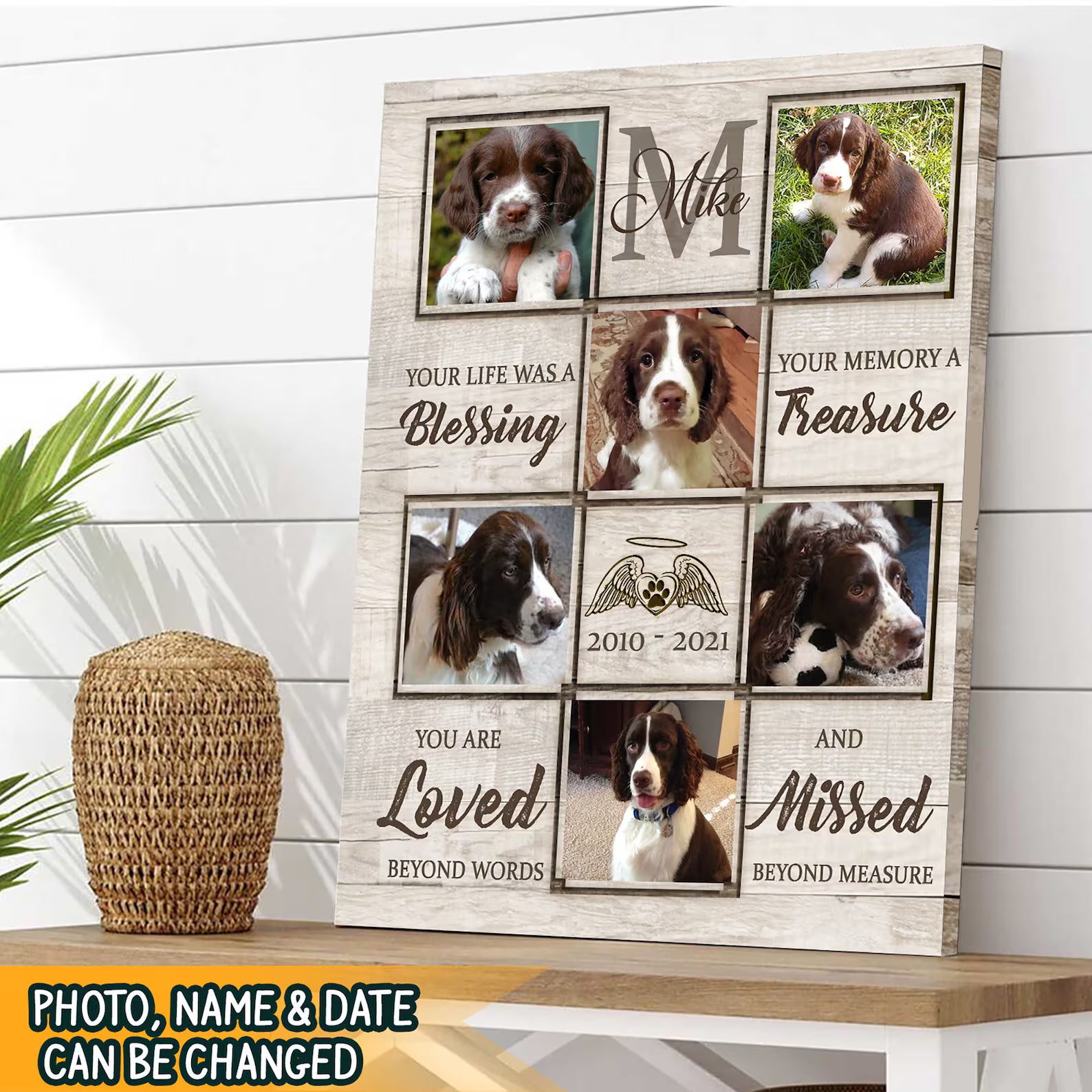 Custom Photo Dog Memorial Canvas – Personalized Pet Loss Sympathy Gift