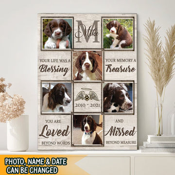 Custom Photo Dog Memorial Canvas – Personalized Pet Loss Sympathy Gift