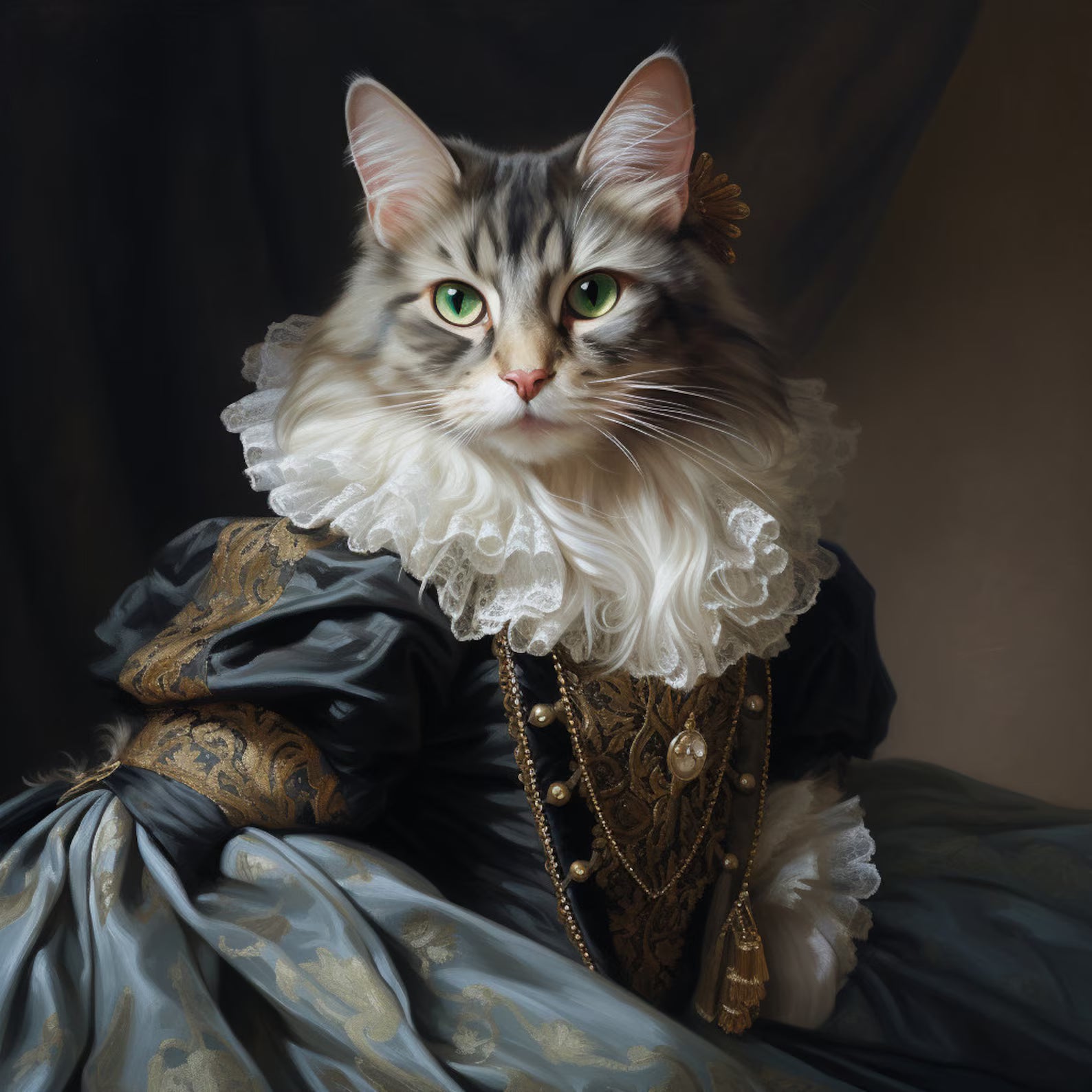 Custom Pet Portrait Canvas – Renaissance Royal Pet Painting from Photo