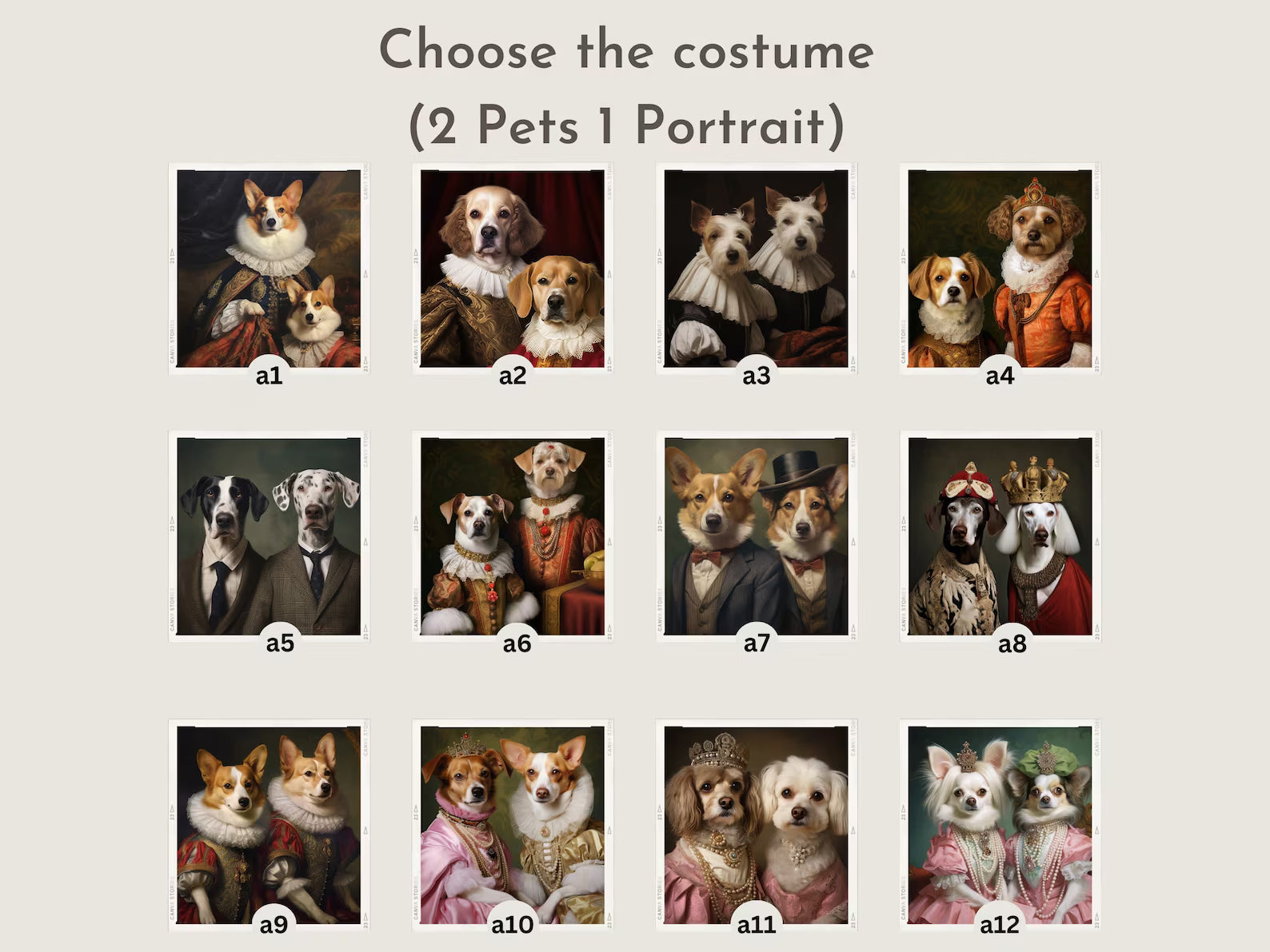Custom Pet Portrait Canvas – Renaissance Royal Pet Painting from Photo