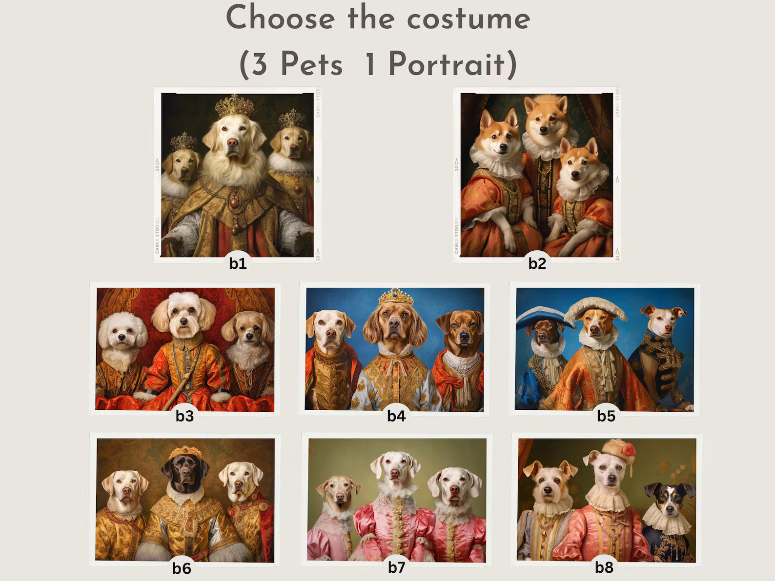 Custom Pet Portrait Canvas – Renaissance Royal Pet Painting from Photo