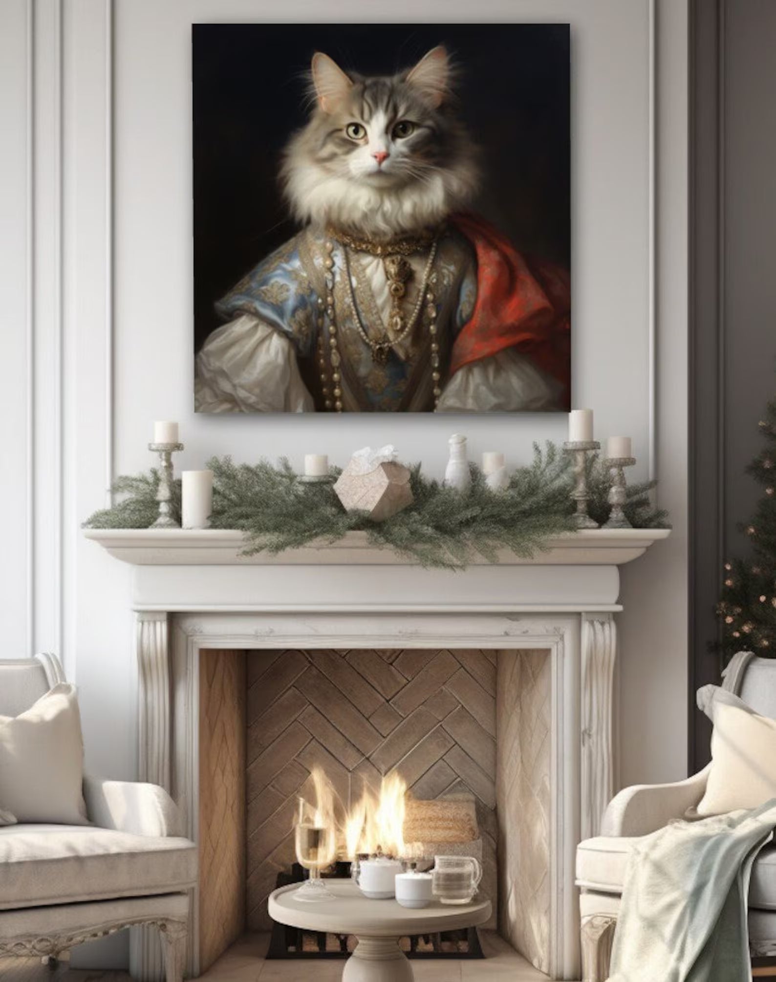 Custom Pet Portrait Canvas – Renaissance Royal Pet Painting from Photo