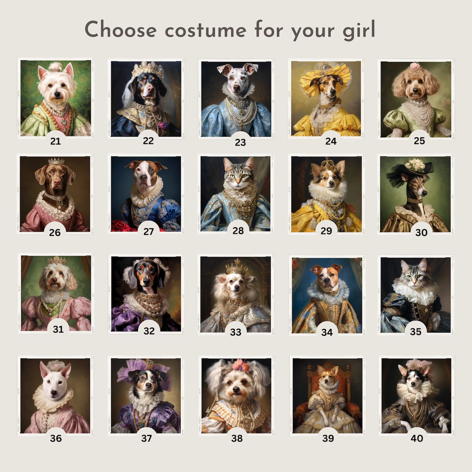 Custom Pet Portrait Canvas – Renaissance Royal Pet Painting from Photo