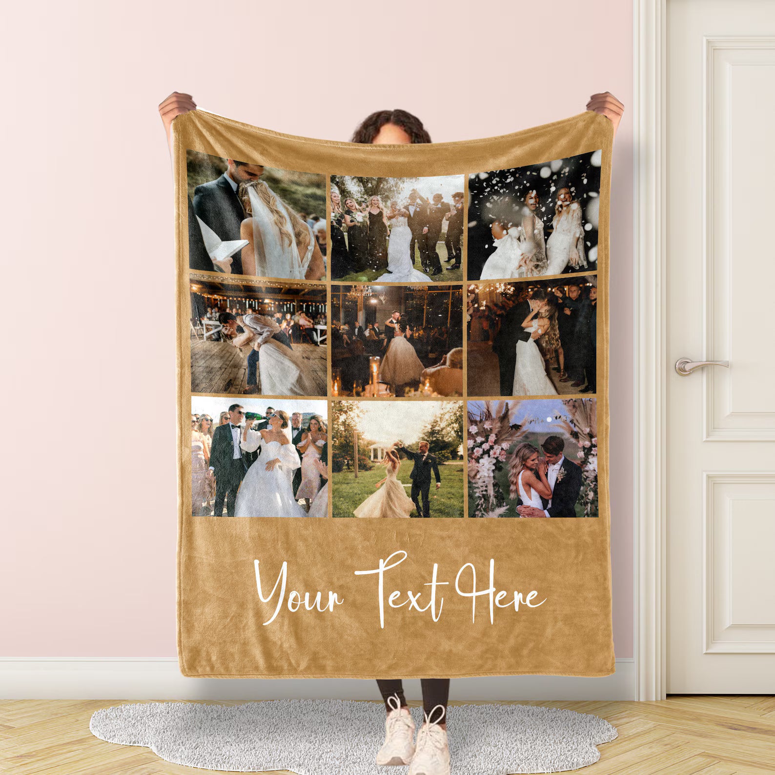 Custom Family Photo  & Text Blanket – Personalized With Love