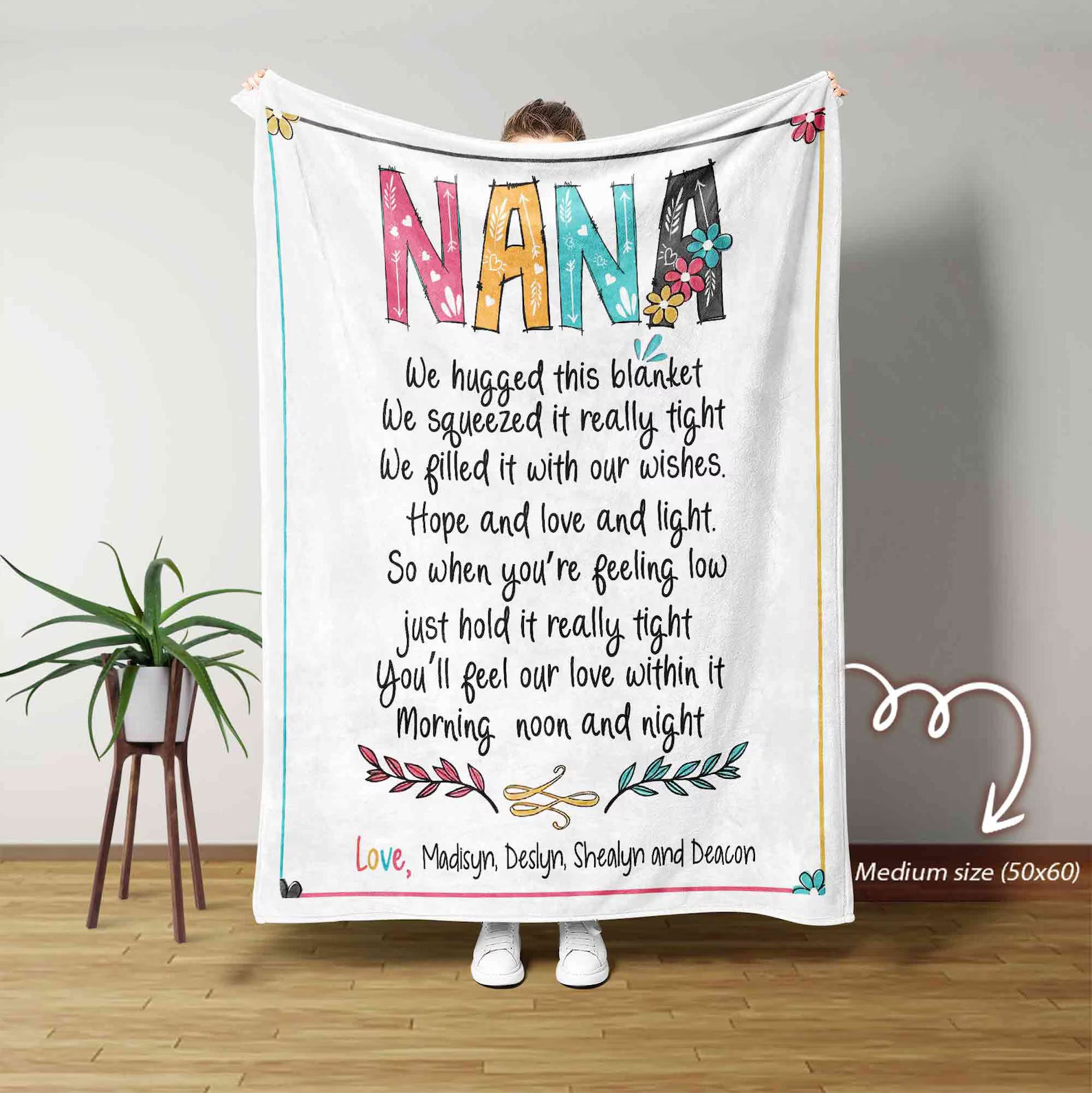 Nana Personalized Name Blanket – Custom Family Grandma Gift