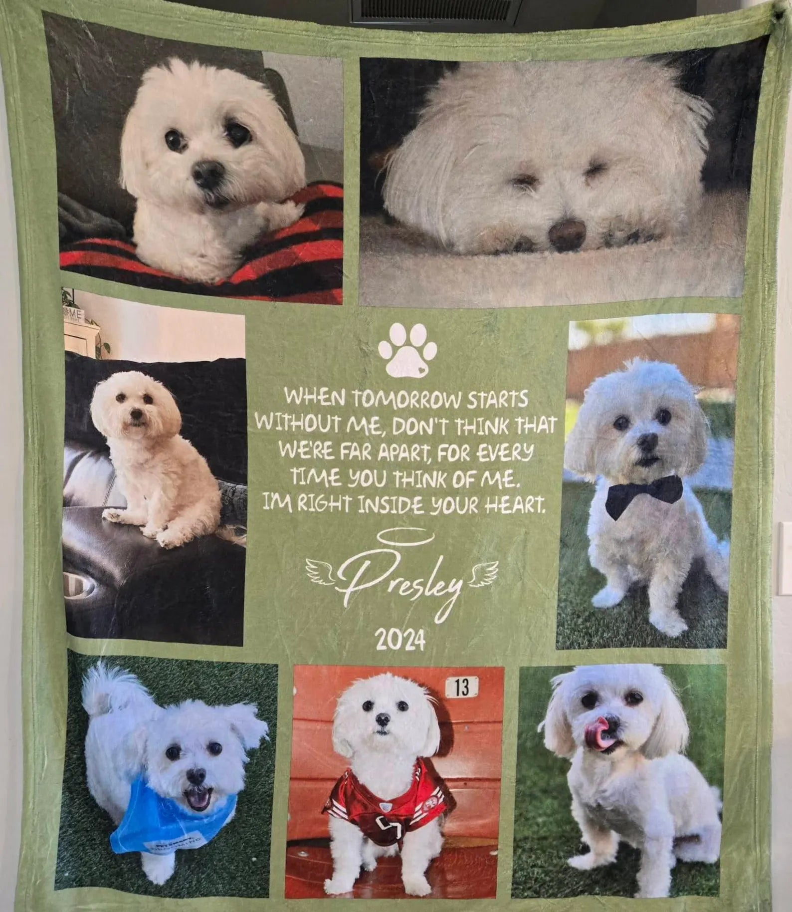Personalized Pet Memorial Photo Blanket With Text