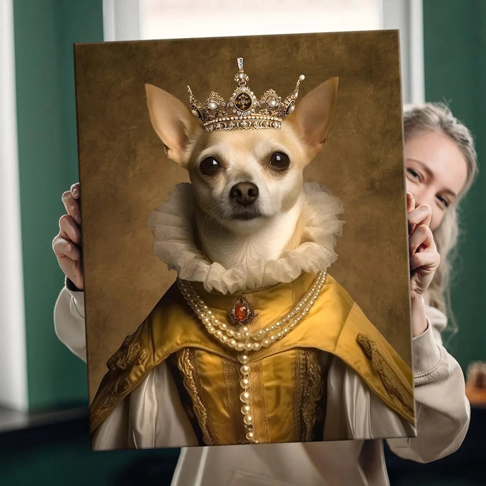 Custom Pet Portrait Canvas – Renaissance Royal Pet Painting from Photo