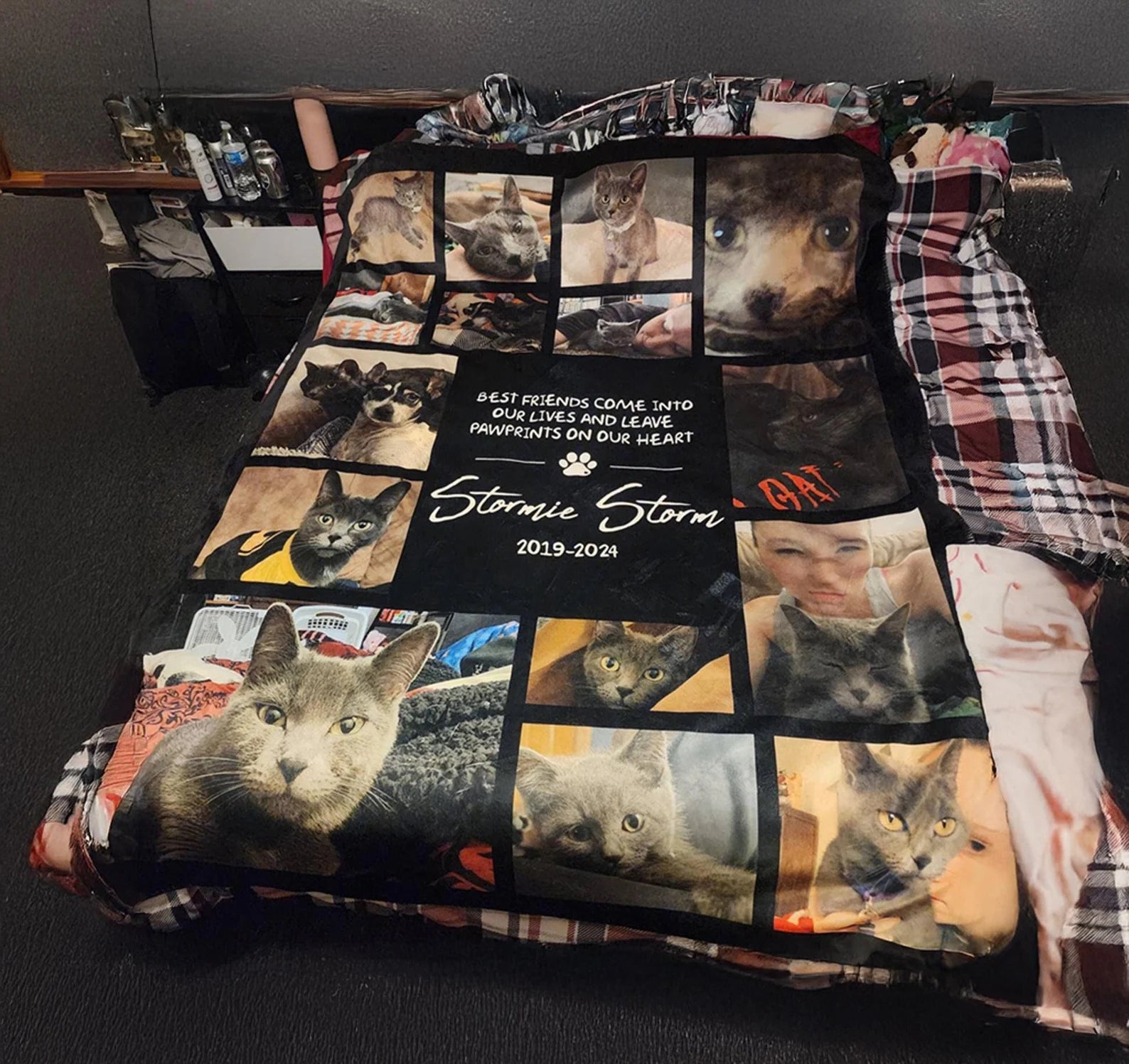 Personalized Pet Memorial Photo Blanket With Text