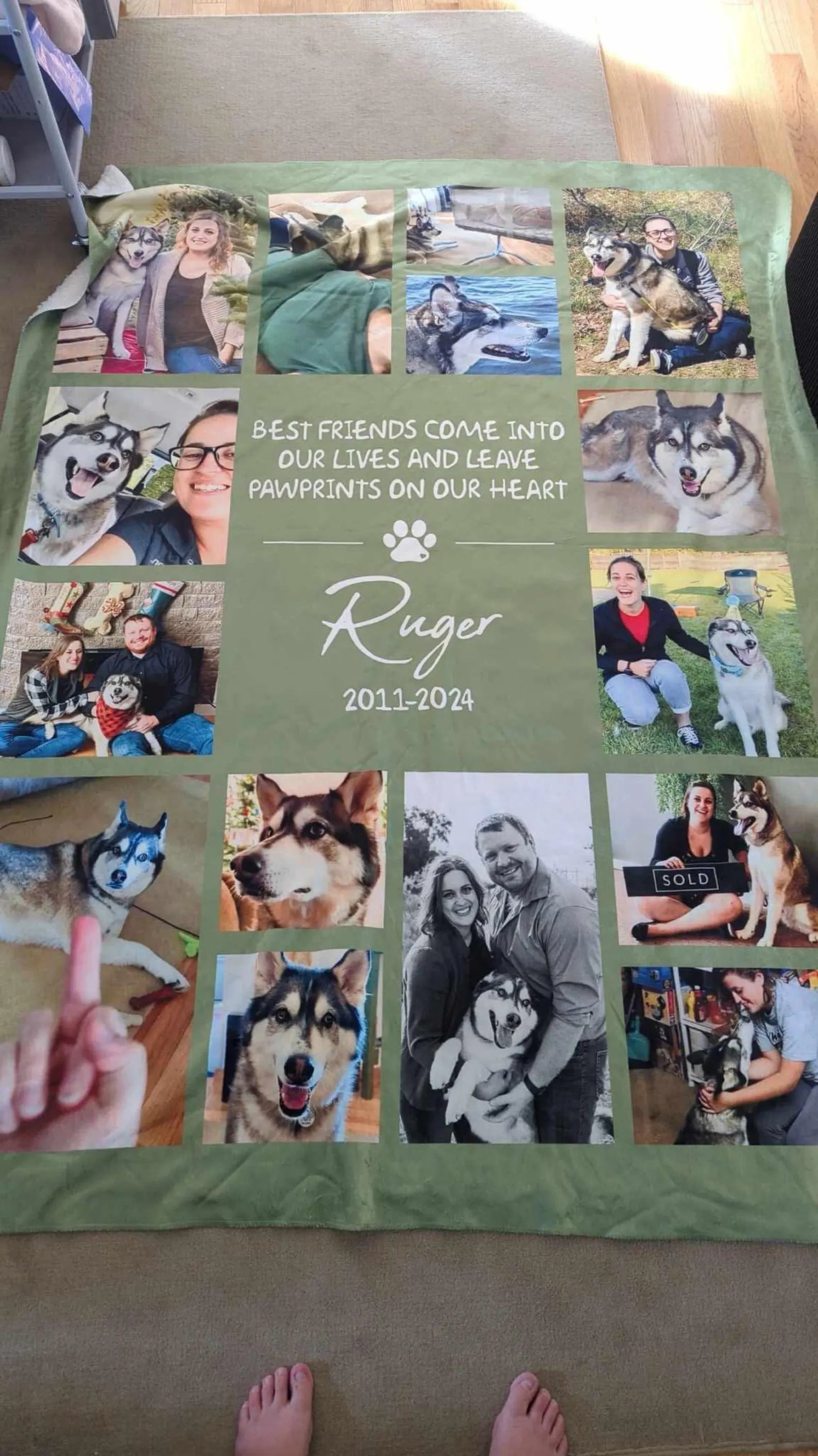 Personalized Pet Memorial Photo Blanket With Text