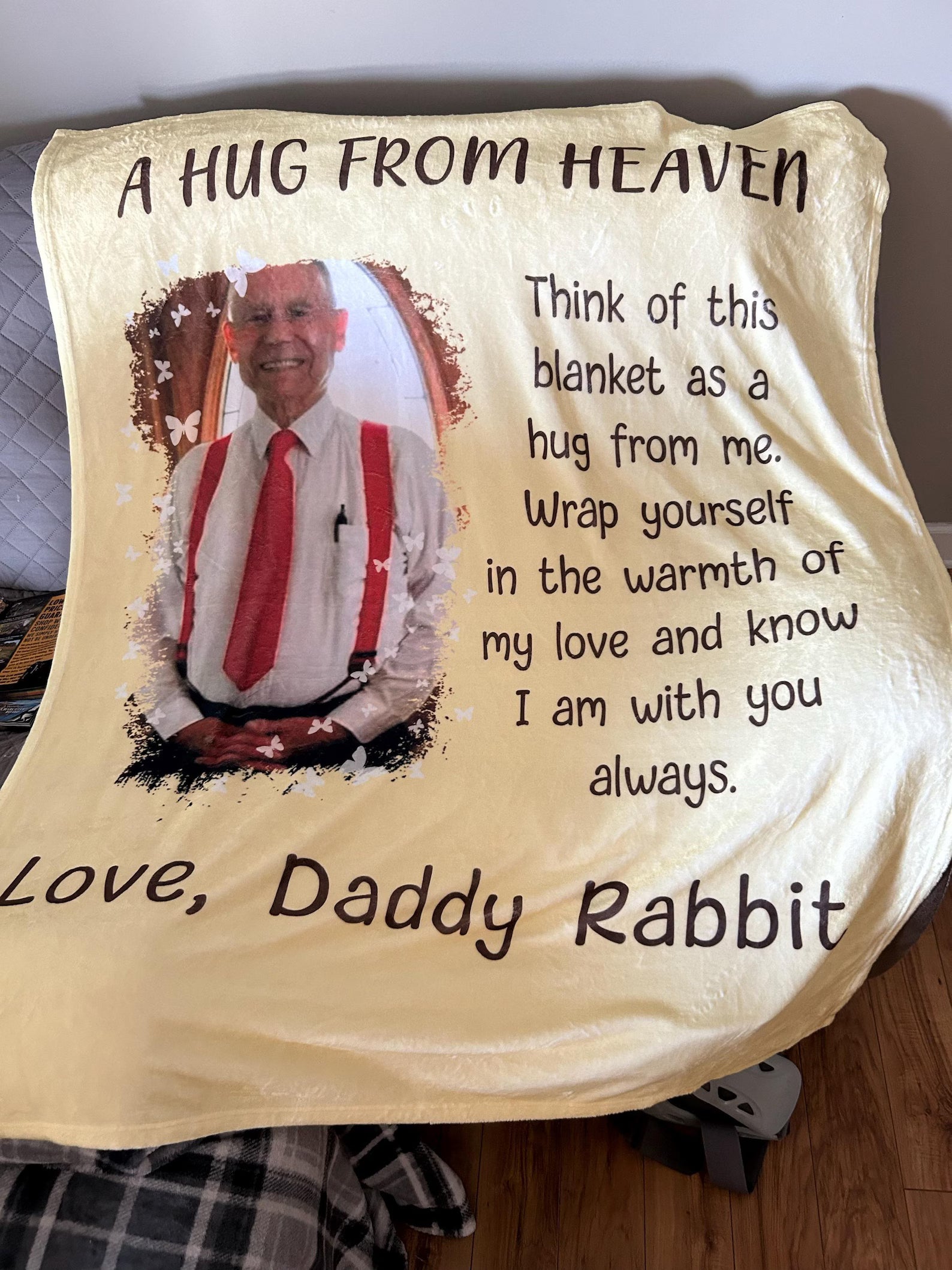 A Hug From Heaven – Personalized Sherpa Memorial Photo Blanket
