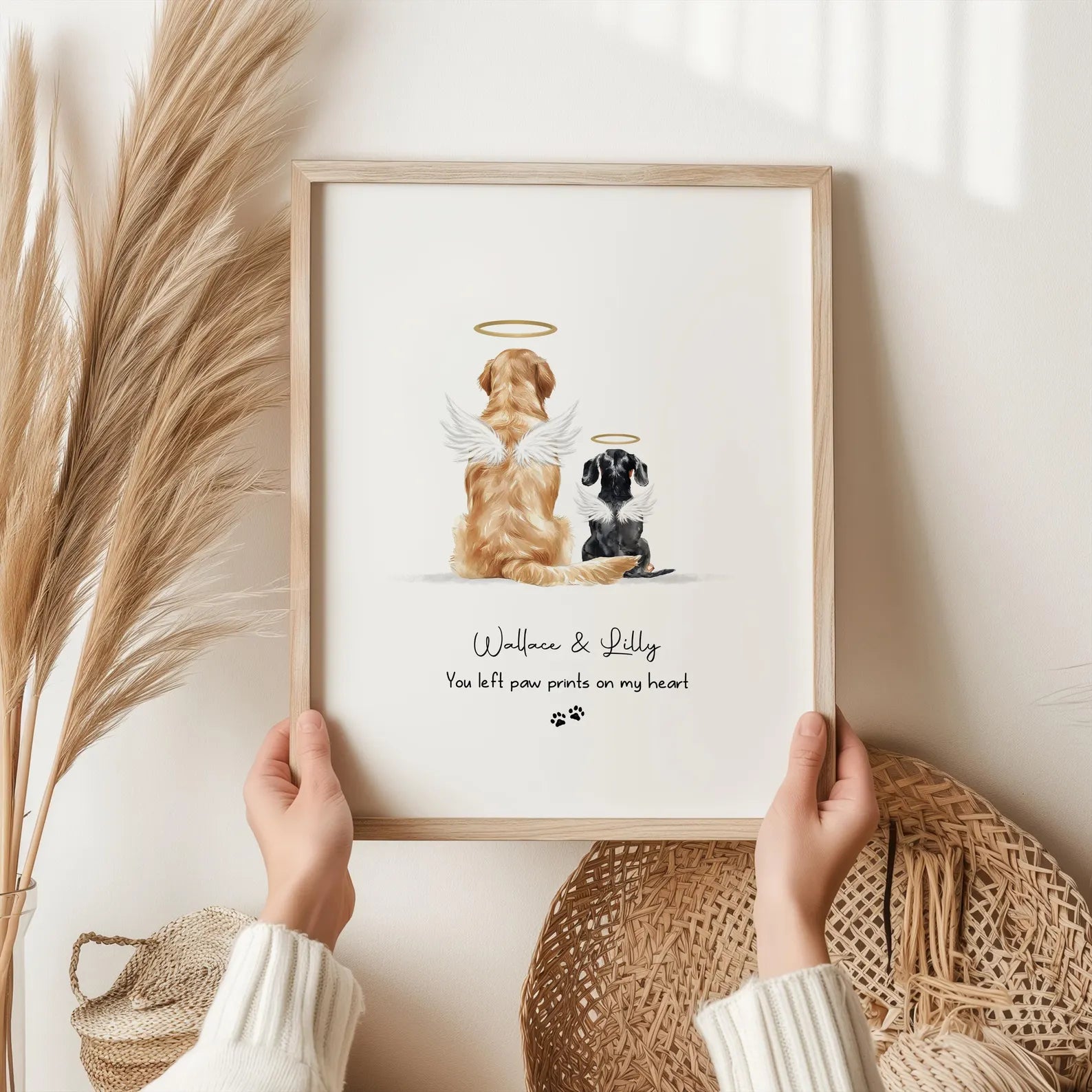 Rainbow Bridge Dog Memorial Print – Personalized Multiple Pet Portrait