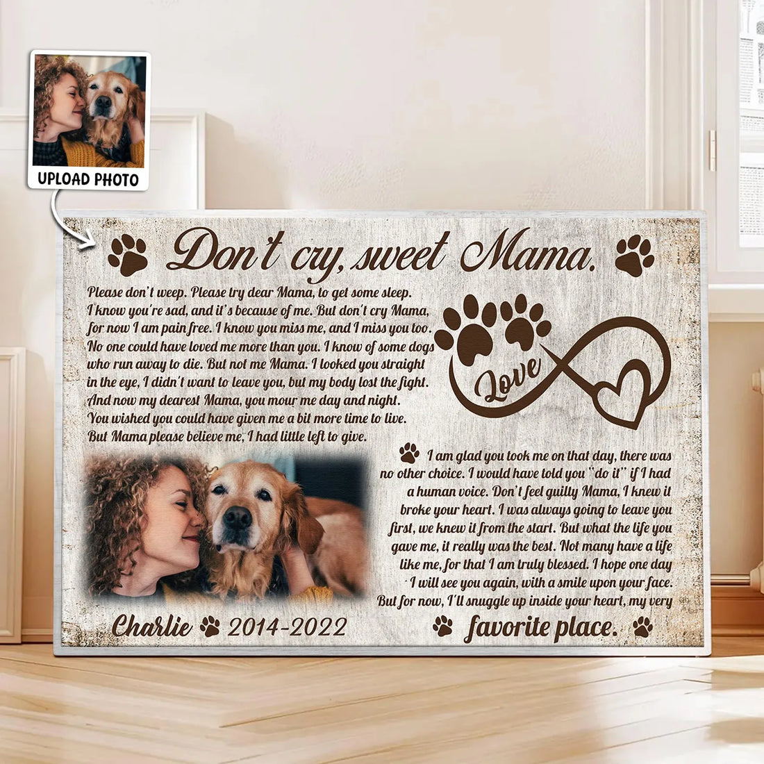 Custom Pet Memorial Canvas Print – Personalized Pet Loss Sympathy Gift