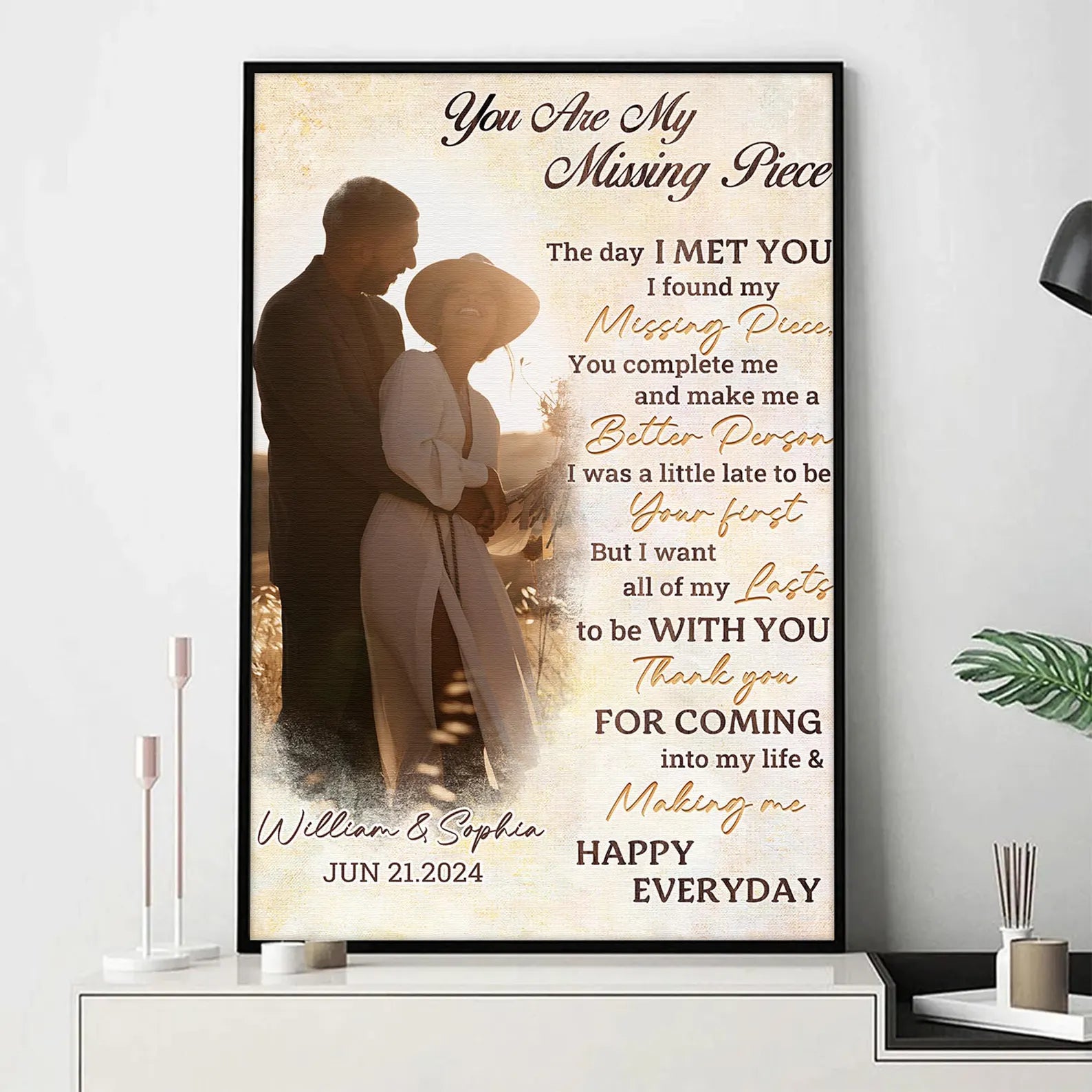 You Are My Missing Piece Custom Couple Photo Wall Art