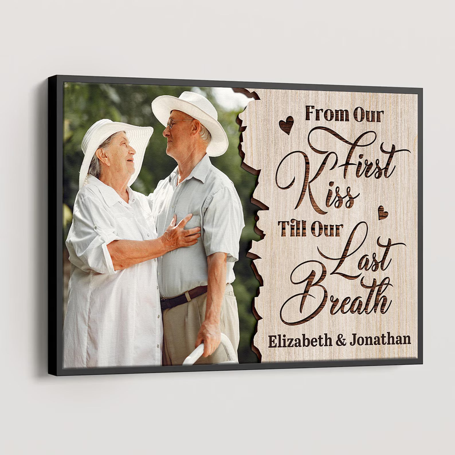 Custom Photo Canvas for Couple, From Our First Kiss Till Our Last Breath