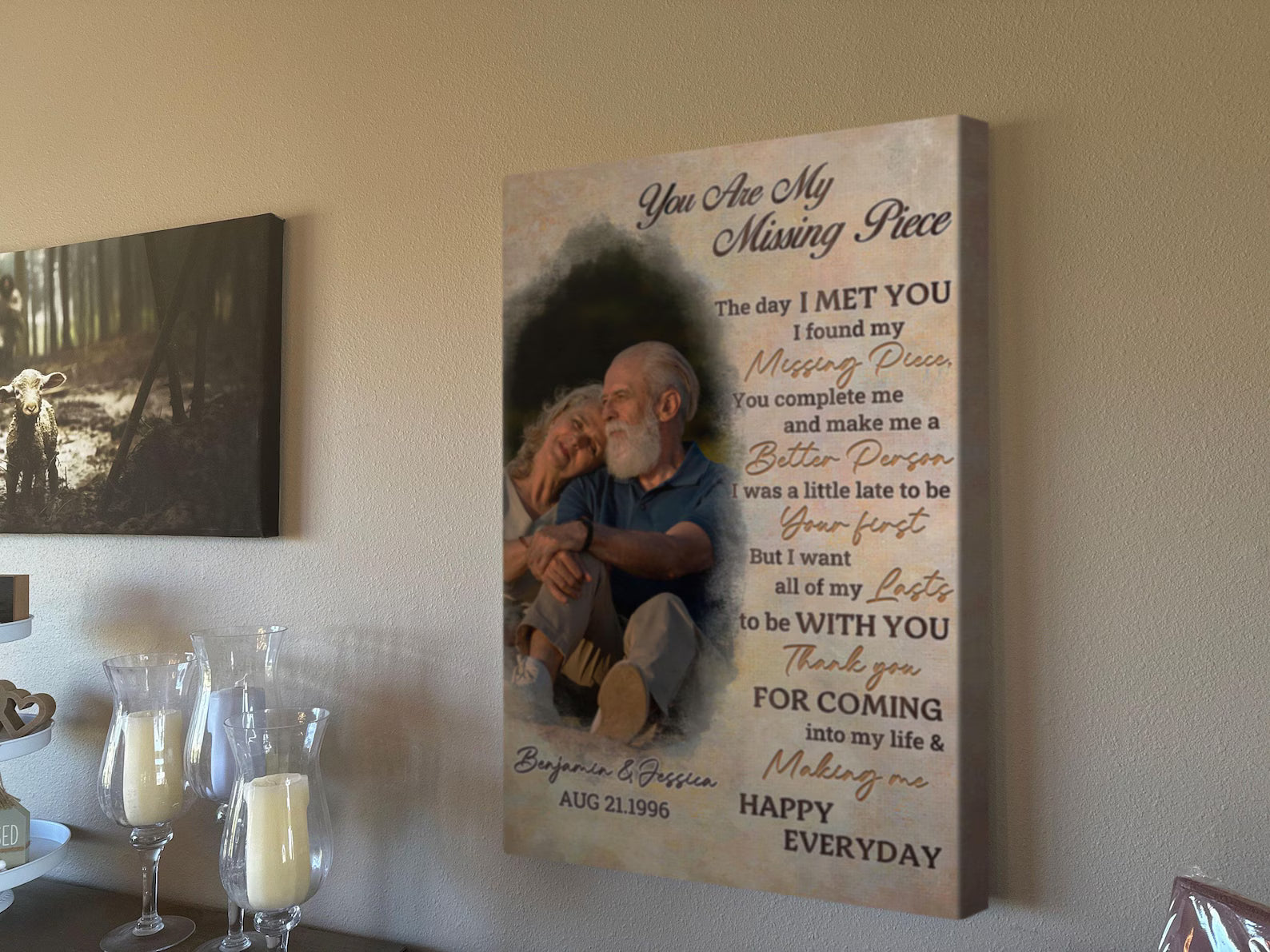 You Are My Missing Piece Custom Couple Photo Wall Art